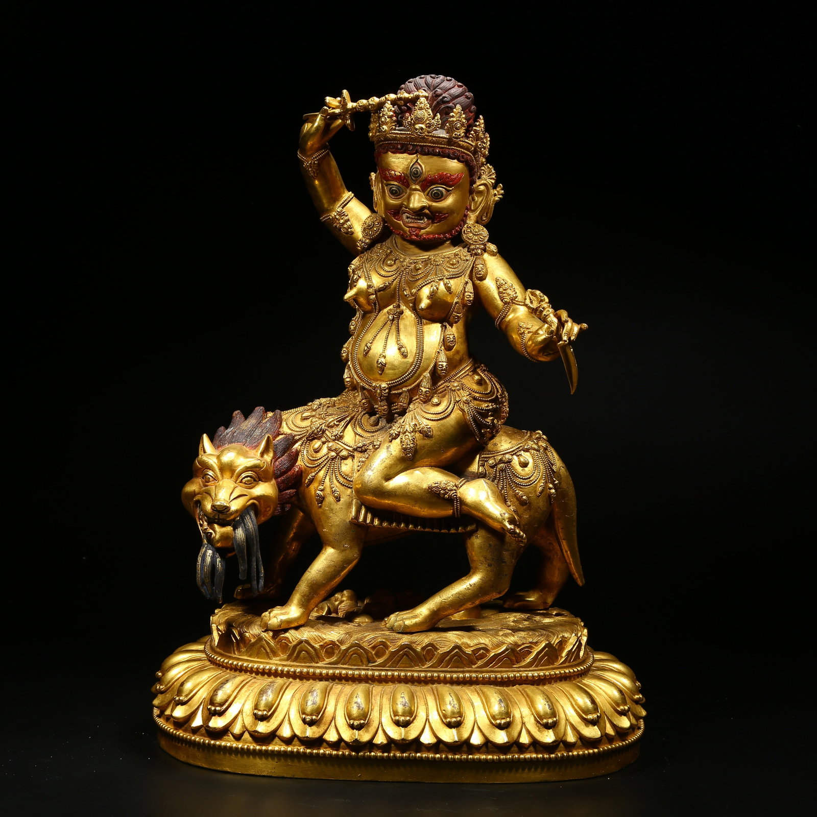 A GILDED BRONZE STATUE OF GUARDIAN VAJRA DEITY (1 of 9)