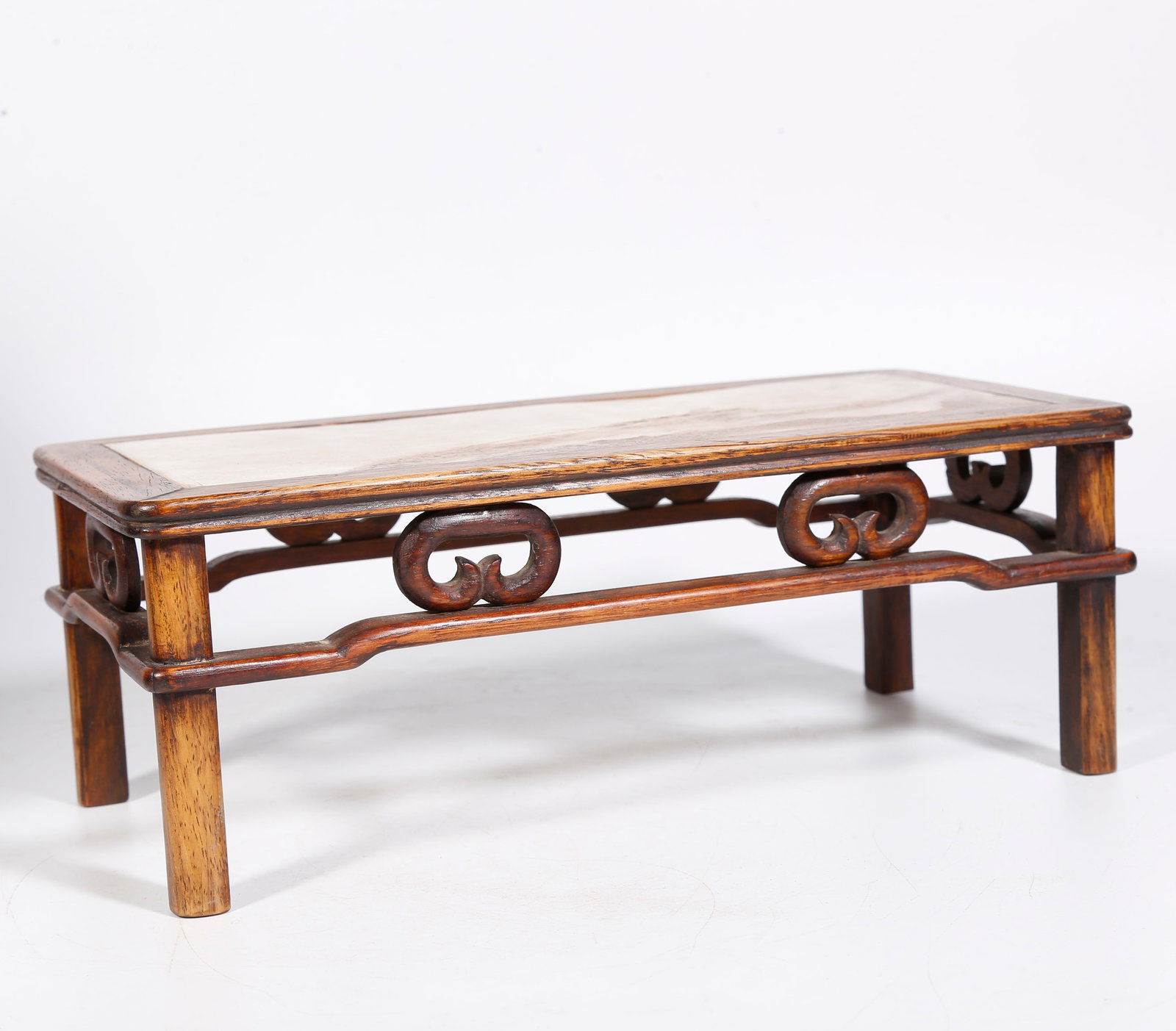 A HUANGHUALI WOOD SMALL STAND INLAID WITH MARBLE (1 of 9)