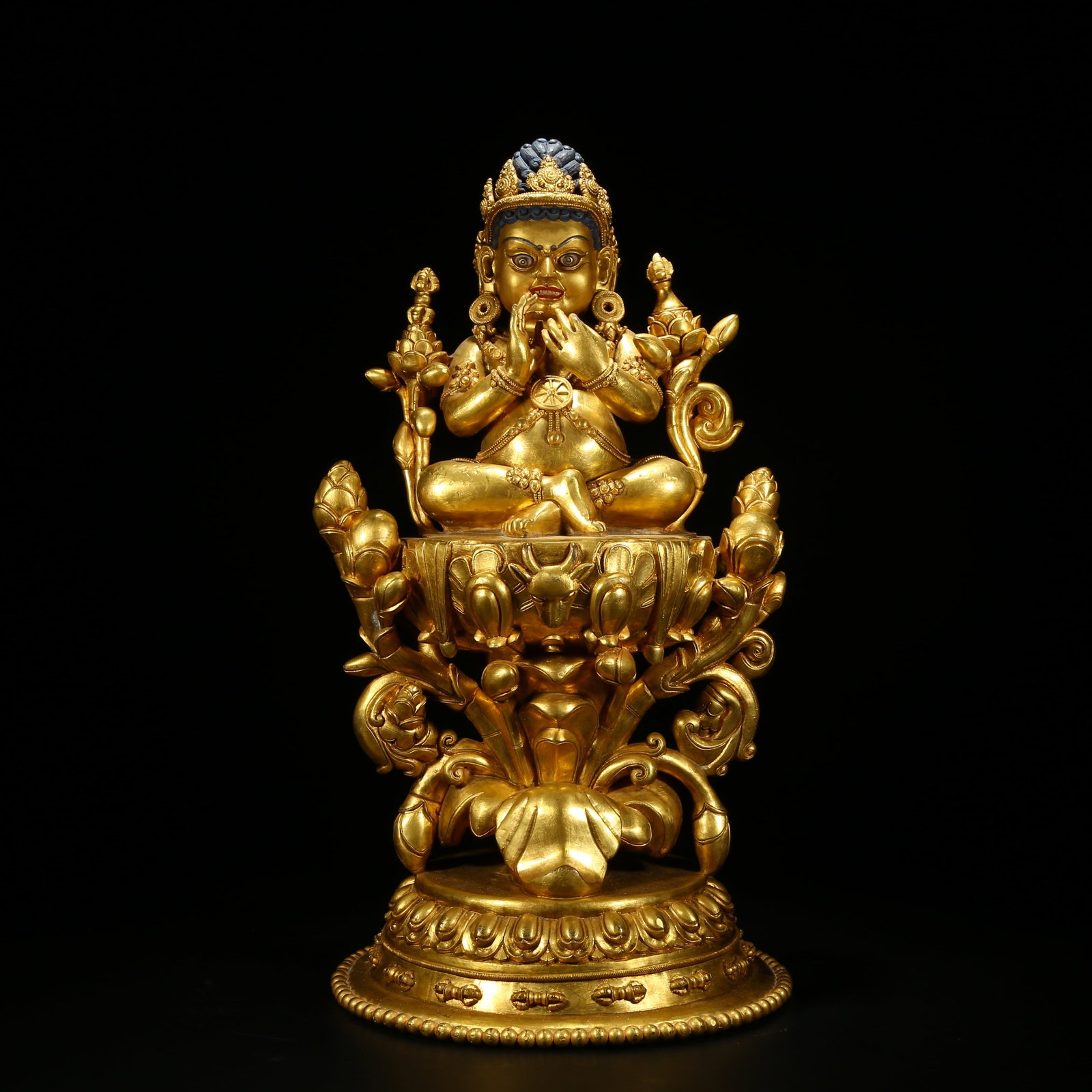 A GILDED BRONZE STATUE OF TWO-ARMED MAHAKALA (1 of 9)