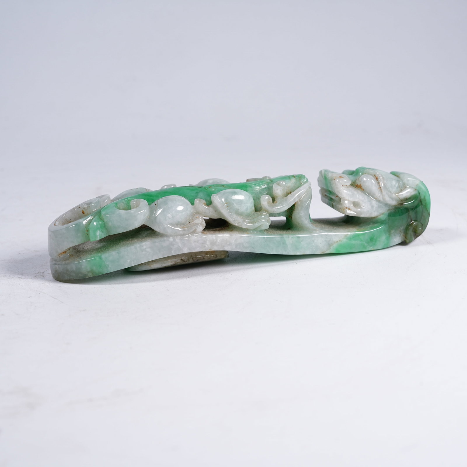 A JADEITE CHILONG PATTERN BELT HOOK - 5