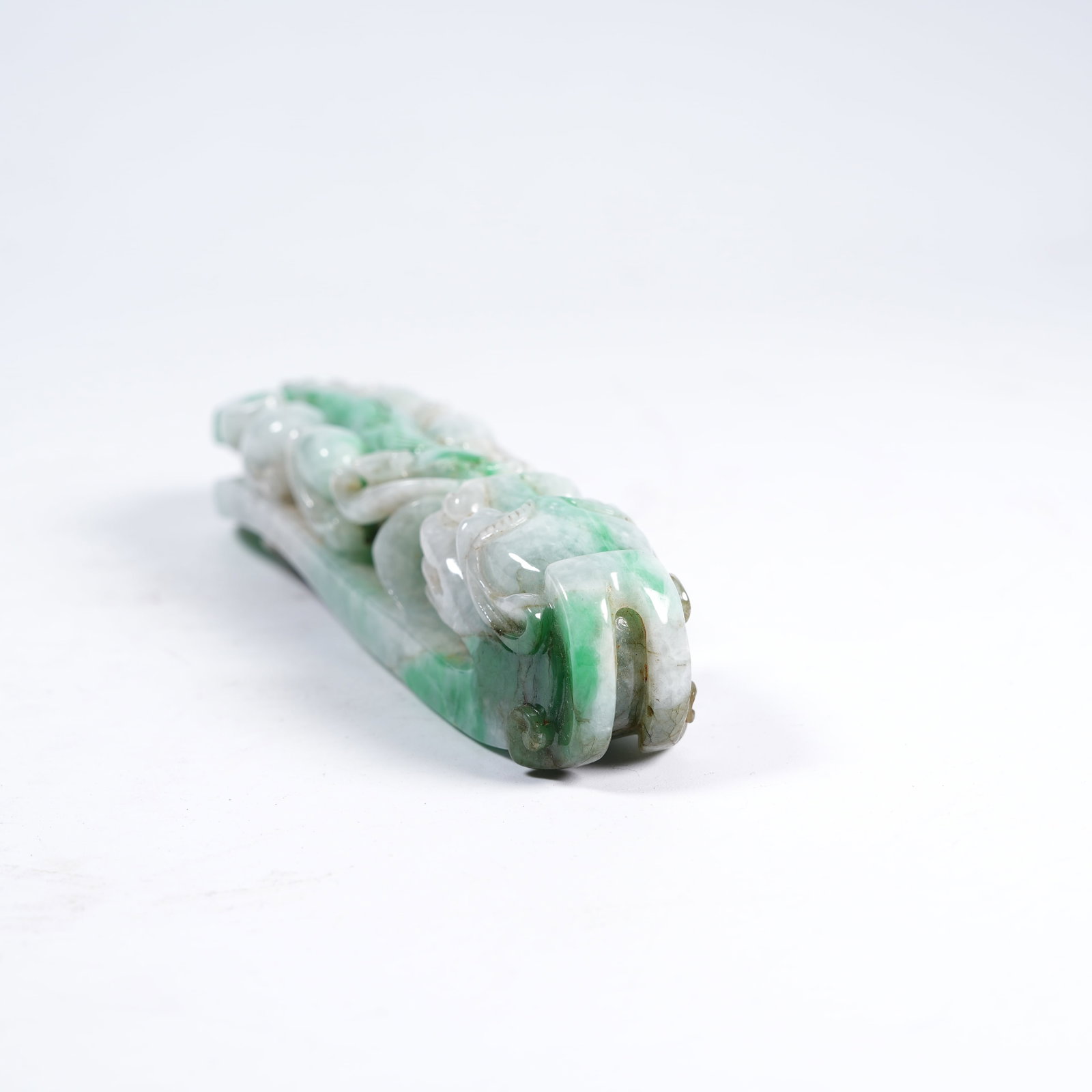 A JADEITE CHILONG PATTERN BELT HOOK - 6