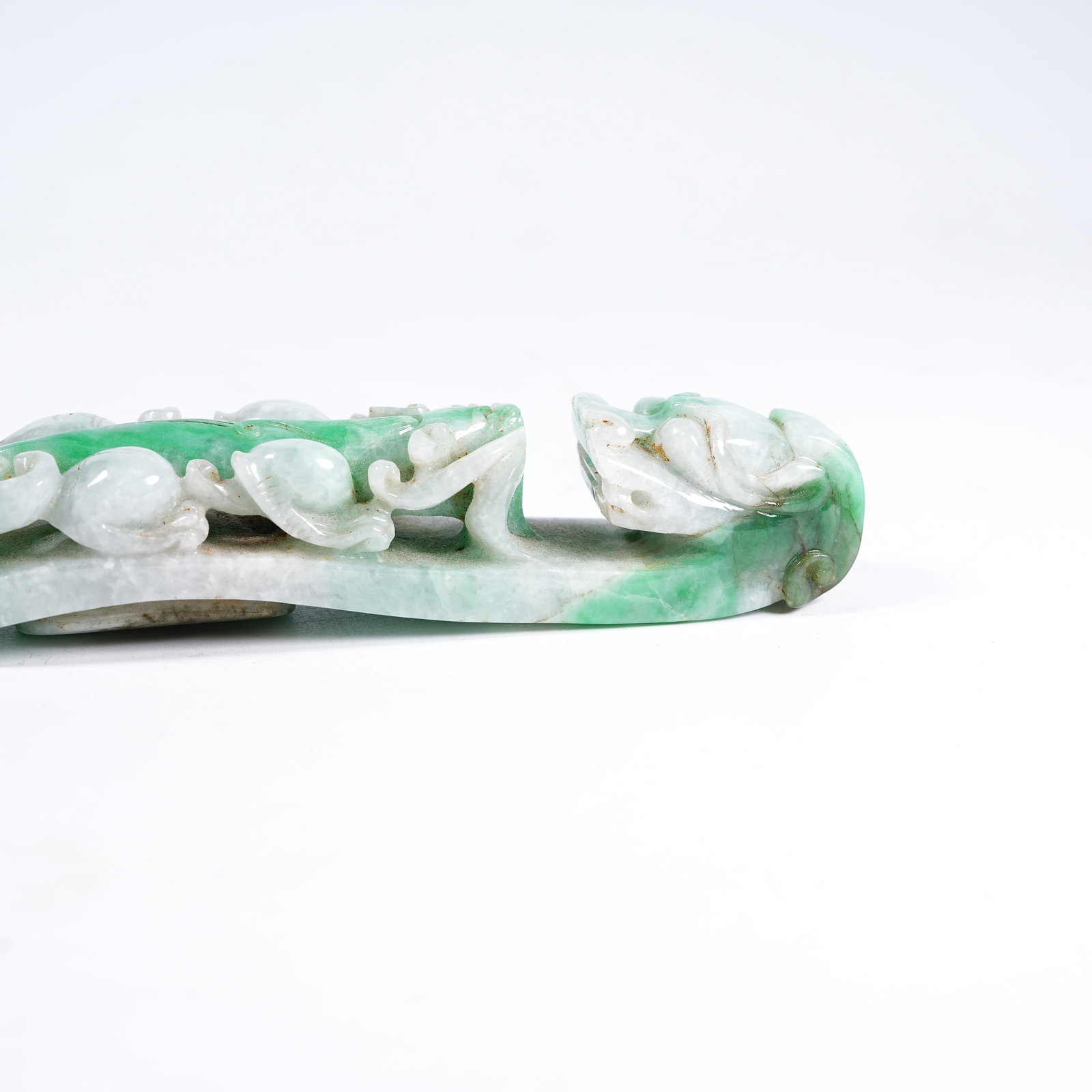 A JADEITE CHILONG PATTERN BELT HOOK - 7
