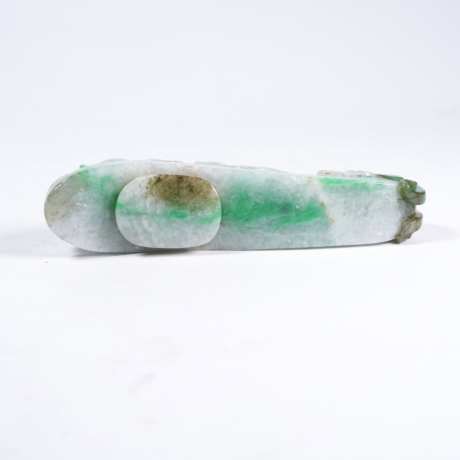 A JADEITE CHILONG PATTERN BELT HOOK - 8