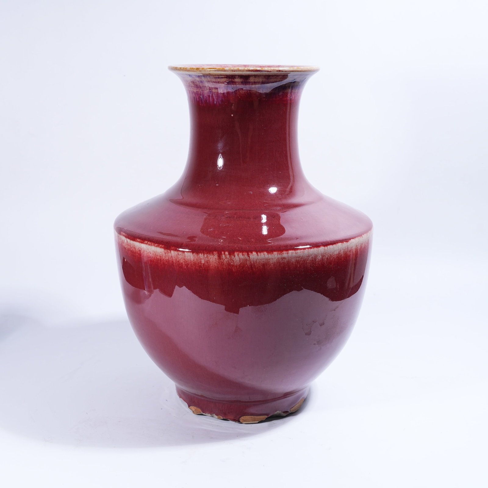A FLAMBE GLAZE JAR: Flambe Glaze Jar