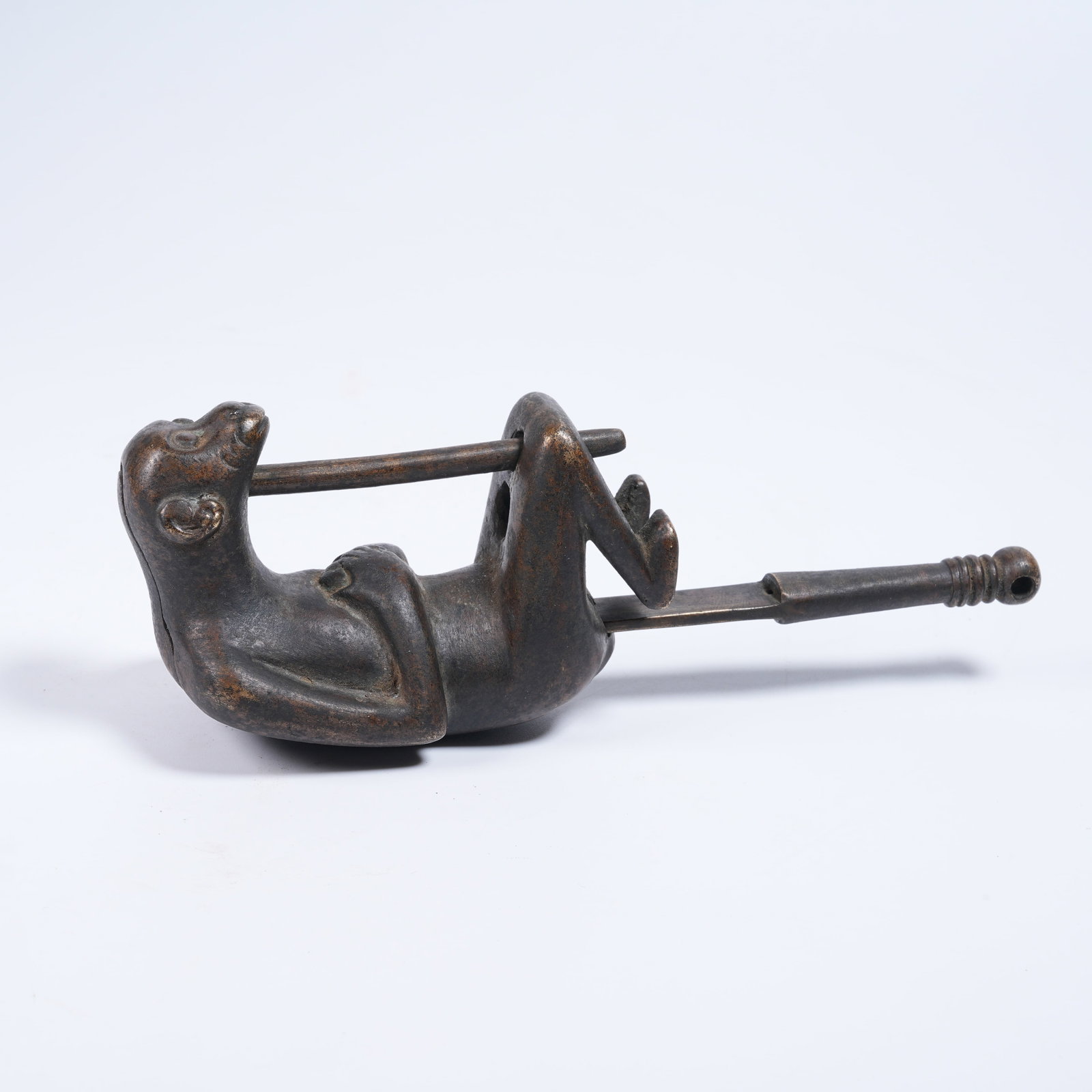 A BRONZE MONKEY-SHAPED LOCK - 8