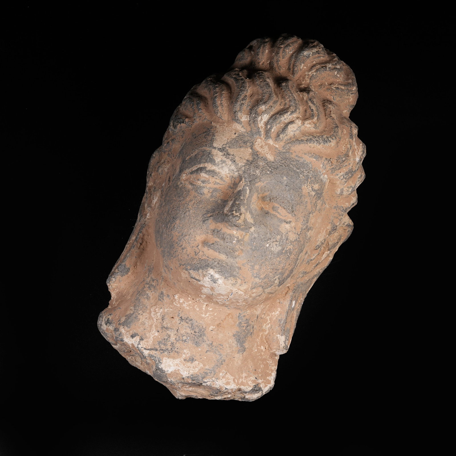 A SCHIST BUDDHA HEAD: Schist Buddha Head