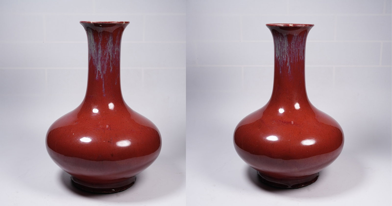 A SET OF FLAMBE GLAZE APPRECIATION VASES: Set of Flambe Glaze Appreciation Vases