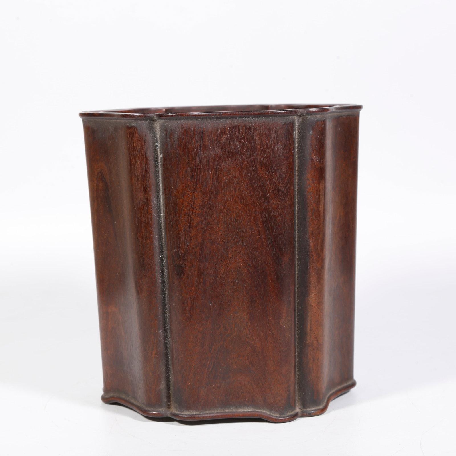 A HUANGHUALI WOOD SUNFLOWER-RIM BRUSH POT (1 of 10)