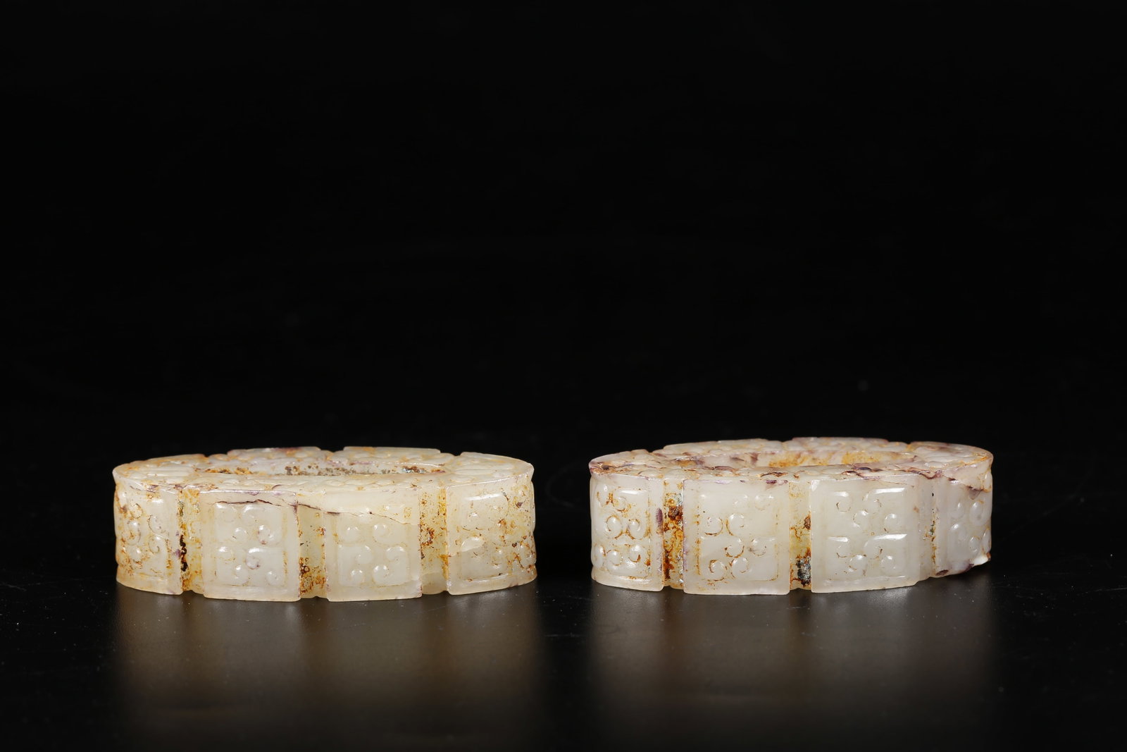 A HETIAN JADE SWORD GUARDS (A PAIR) - 2
