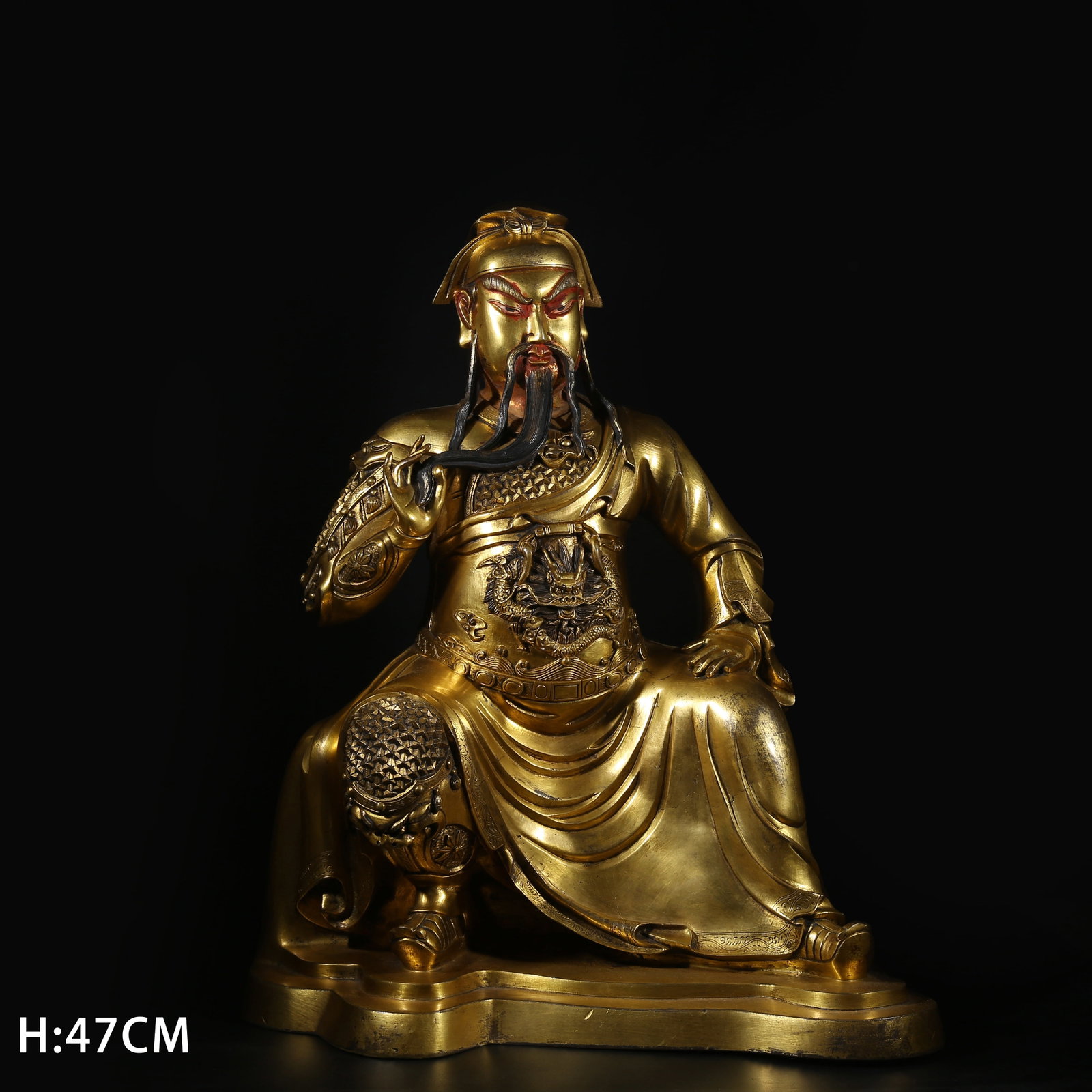 A GILDED BRONZE STATUE OF GUAN GONG (1 of 8)