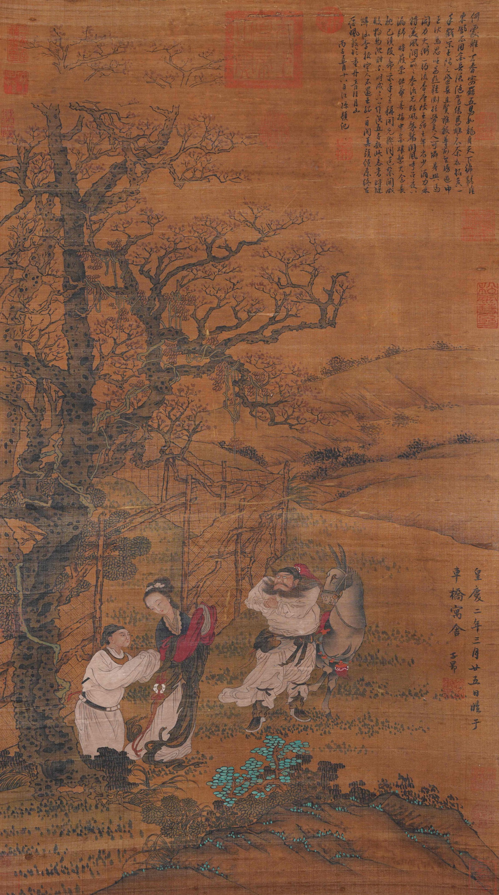 A FIGURE PAINTING ON SILK BY ZHAO MENGFU.趙孟頫: Figure Painting on Silk by Zhao Mengfu.趙孟頫