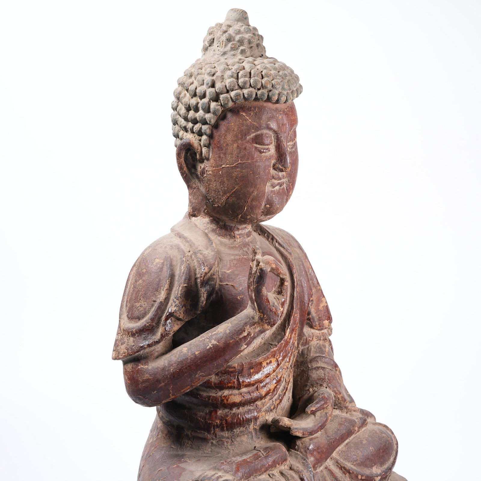 A LACQUER SEATED SAKYAMUNI STATUE - 4