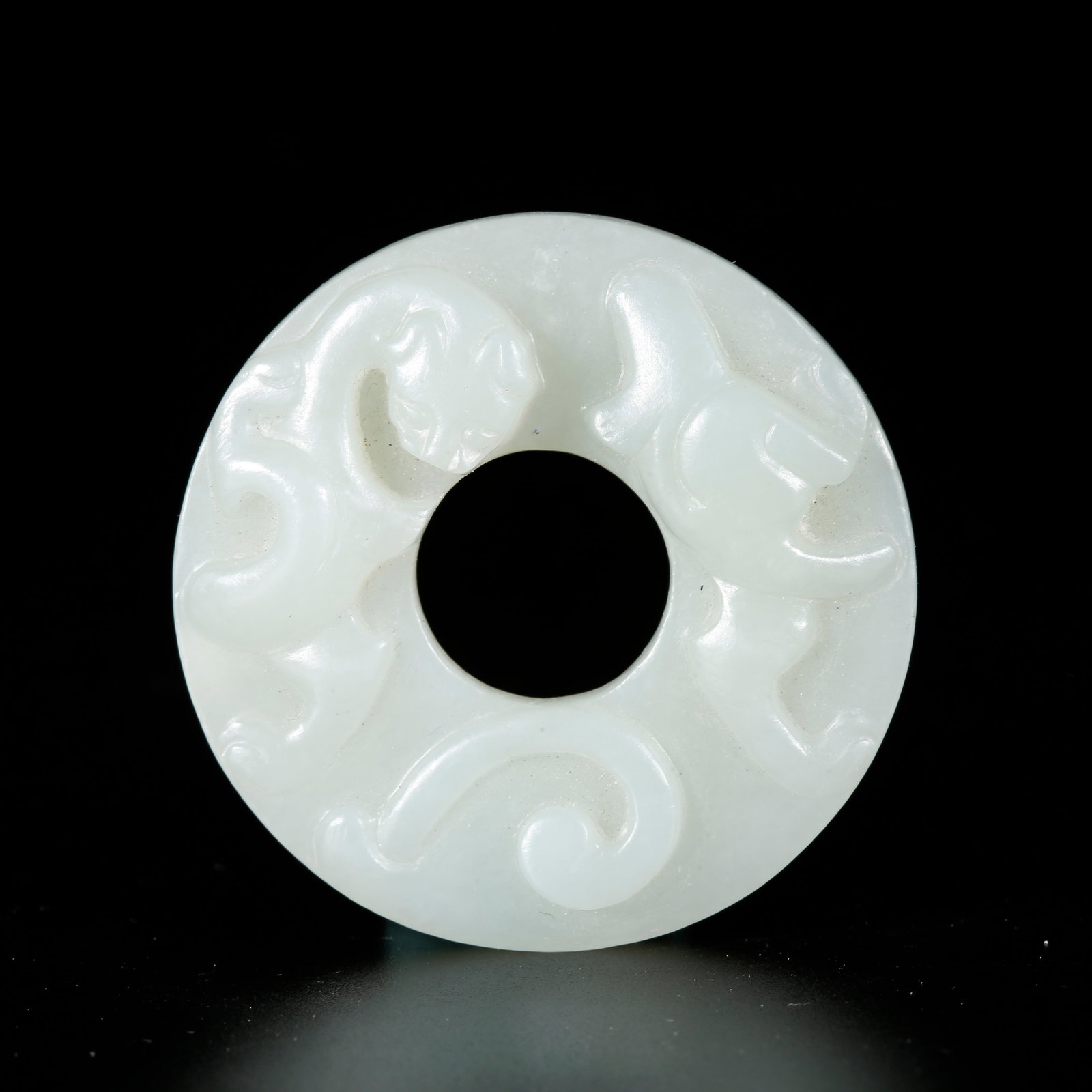 A HETIAN JADE BI DISC CARVED WITH DRAGON PATTERN (1 of 9)