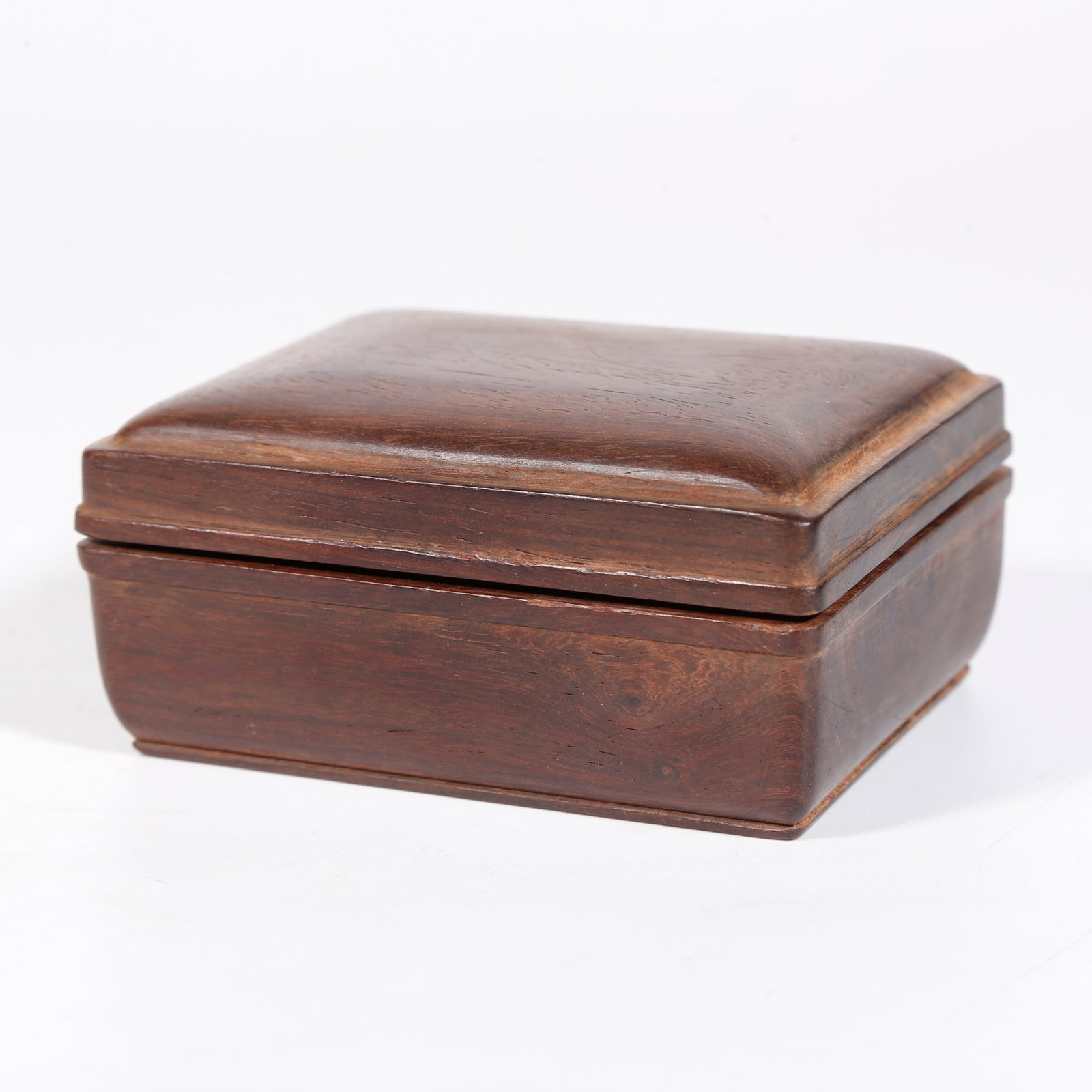 A RED SANDALWOOD COVERED BOX: Red Sandalwood Covered Box