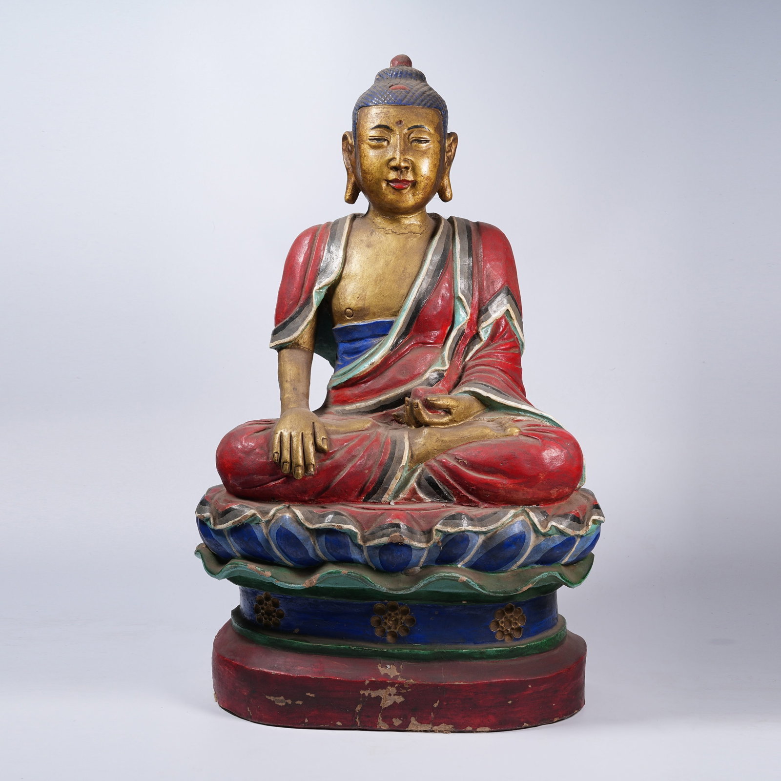 A PAINTED CLAY MEDICINE BUDDHA STATUE (1 of 9)