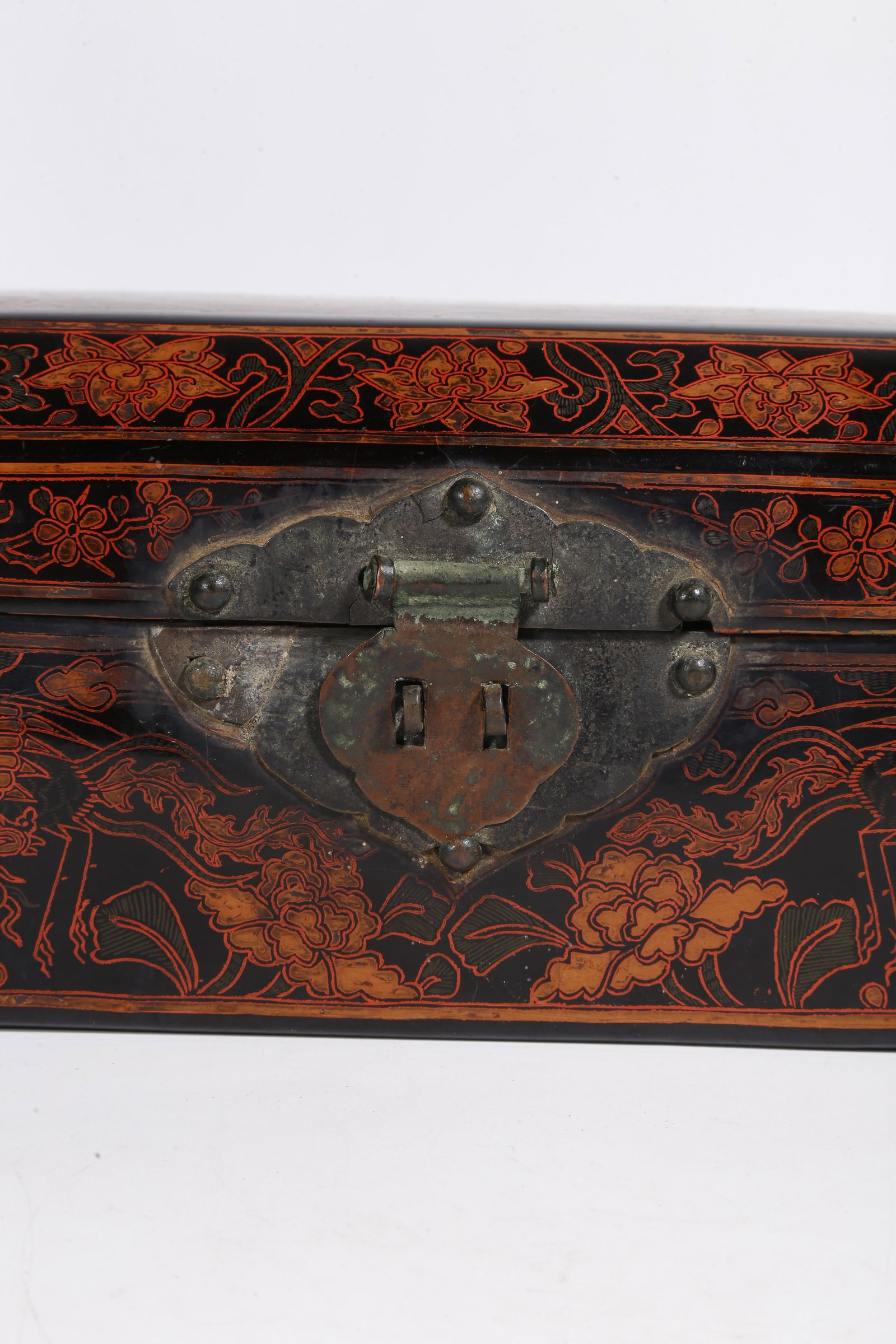 A PAINTED LACQUER COVERED BOX WITH DRAGON PATTERN - 3