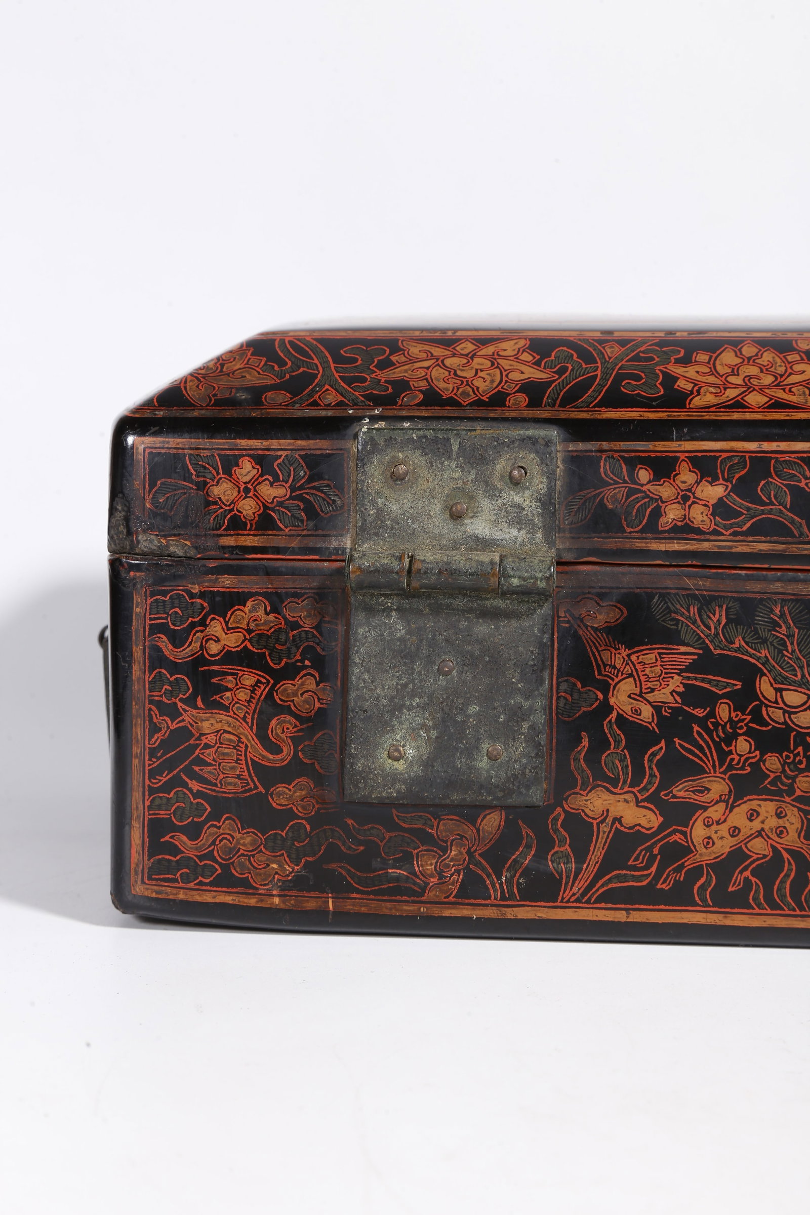A PAINTED LACQUER COVERED BOX WITH DRAGON PATTERN - 6