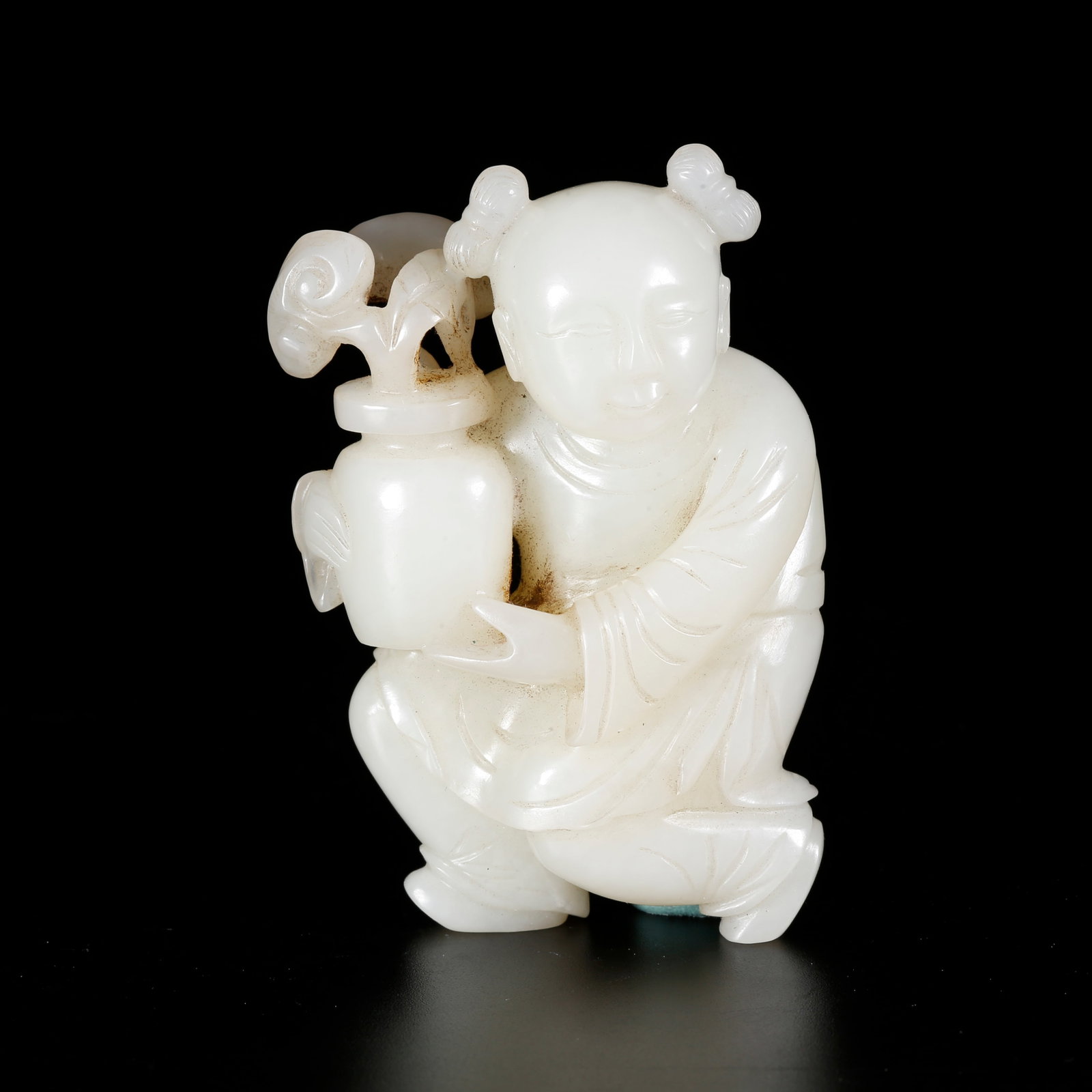 A HETIAN JADE BOY-SHAPED ORNAMENT (1 of 9)