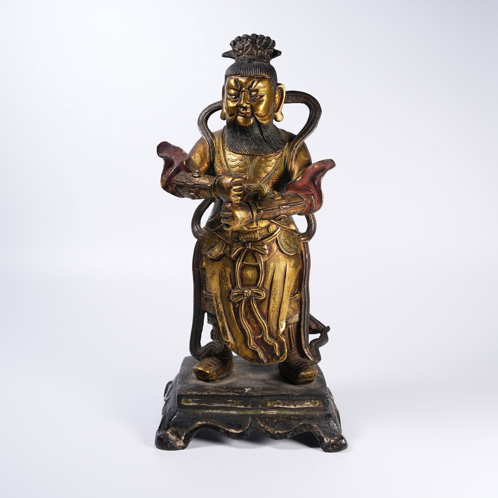 A GILT BRONZE STANDING WATER GOD STATUE (1 of 9)