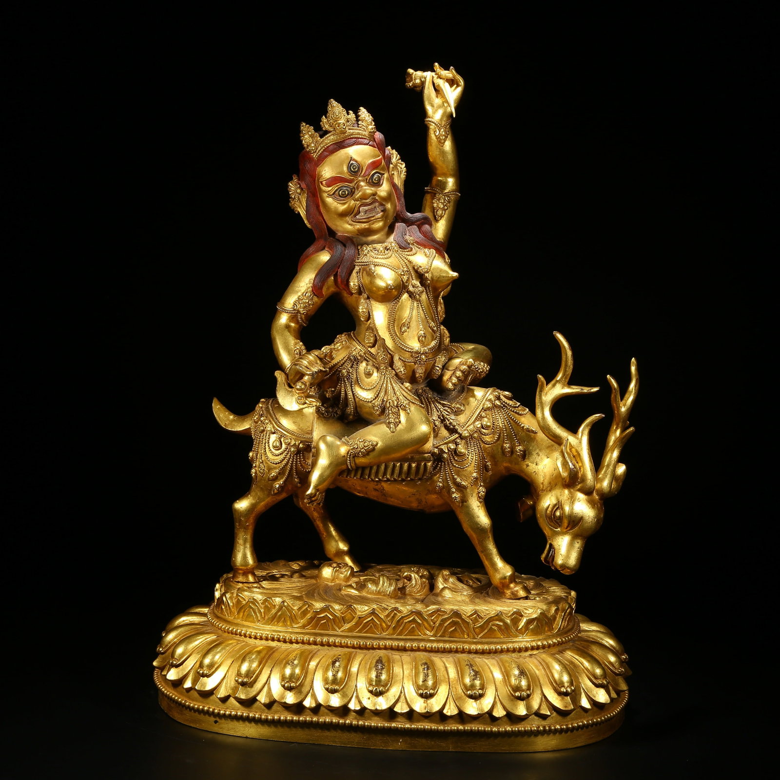 A GILDED BRONZE STATUE OF GUARDIAN VAJRA DEITY (1 of 9)