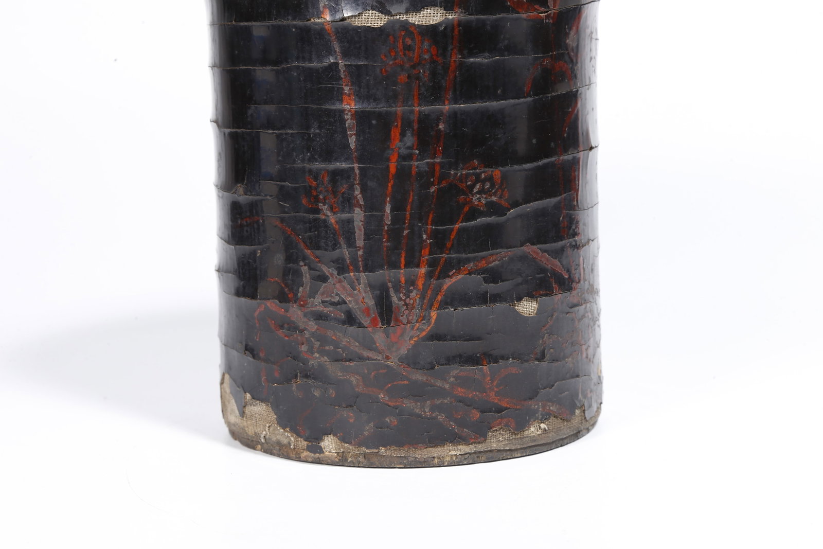 A LACQUER FLORAL PATTERN BRUSH POT - 3