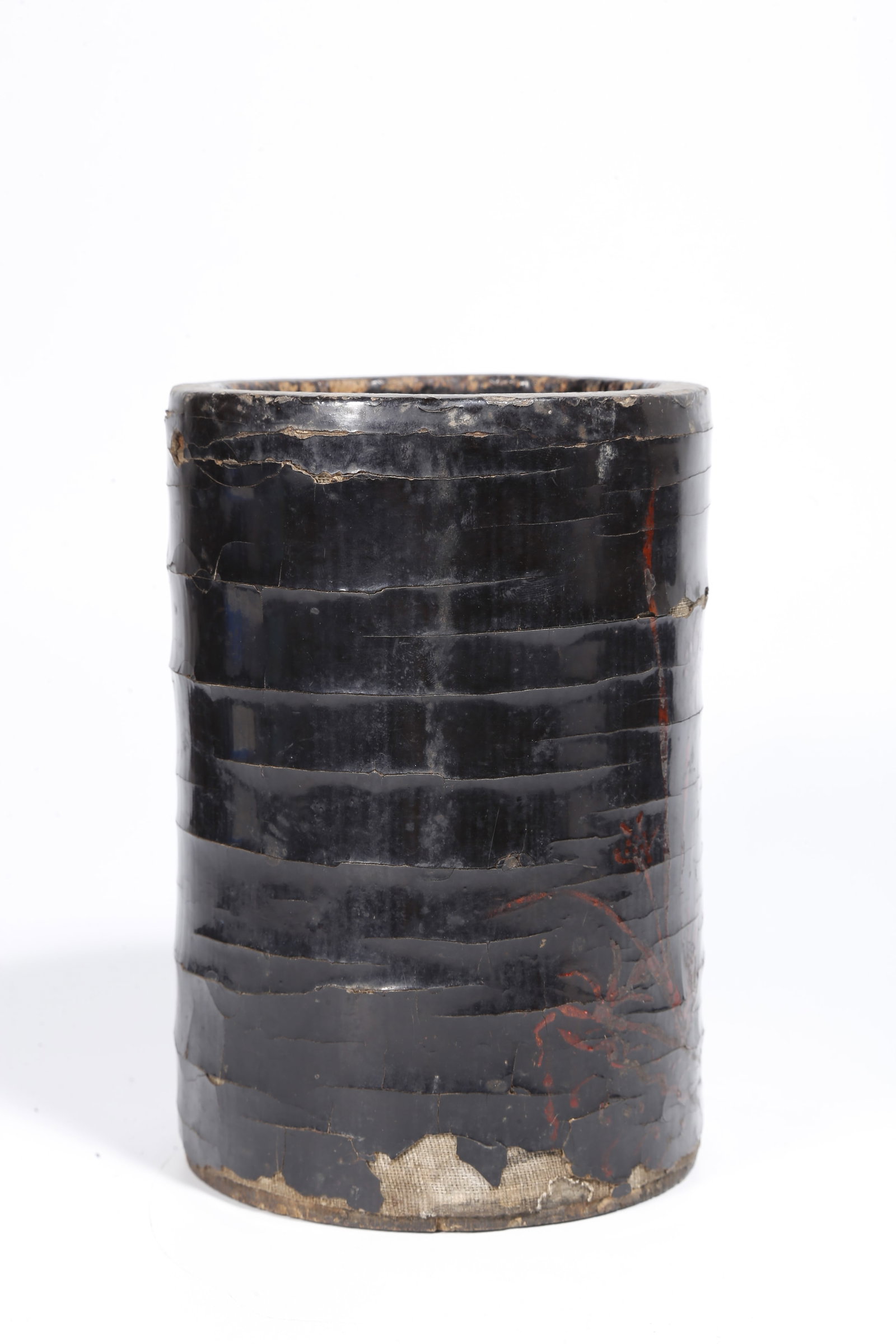 A LACQUER FLORAL PATTERN BRUSH POT - 8