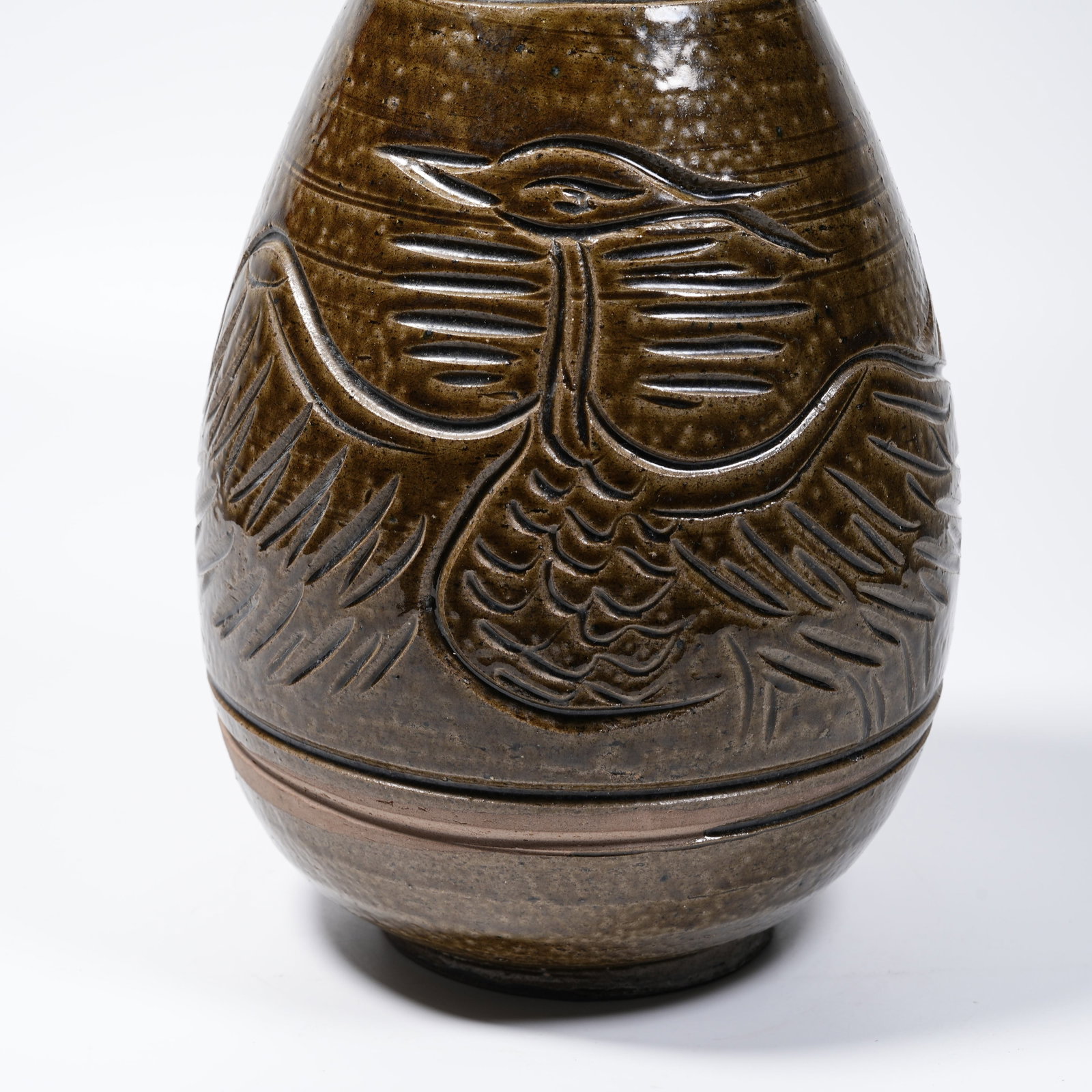 A CELADON PHOENIX PATTERN PEAR-SHAPED VASE - 3