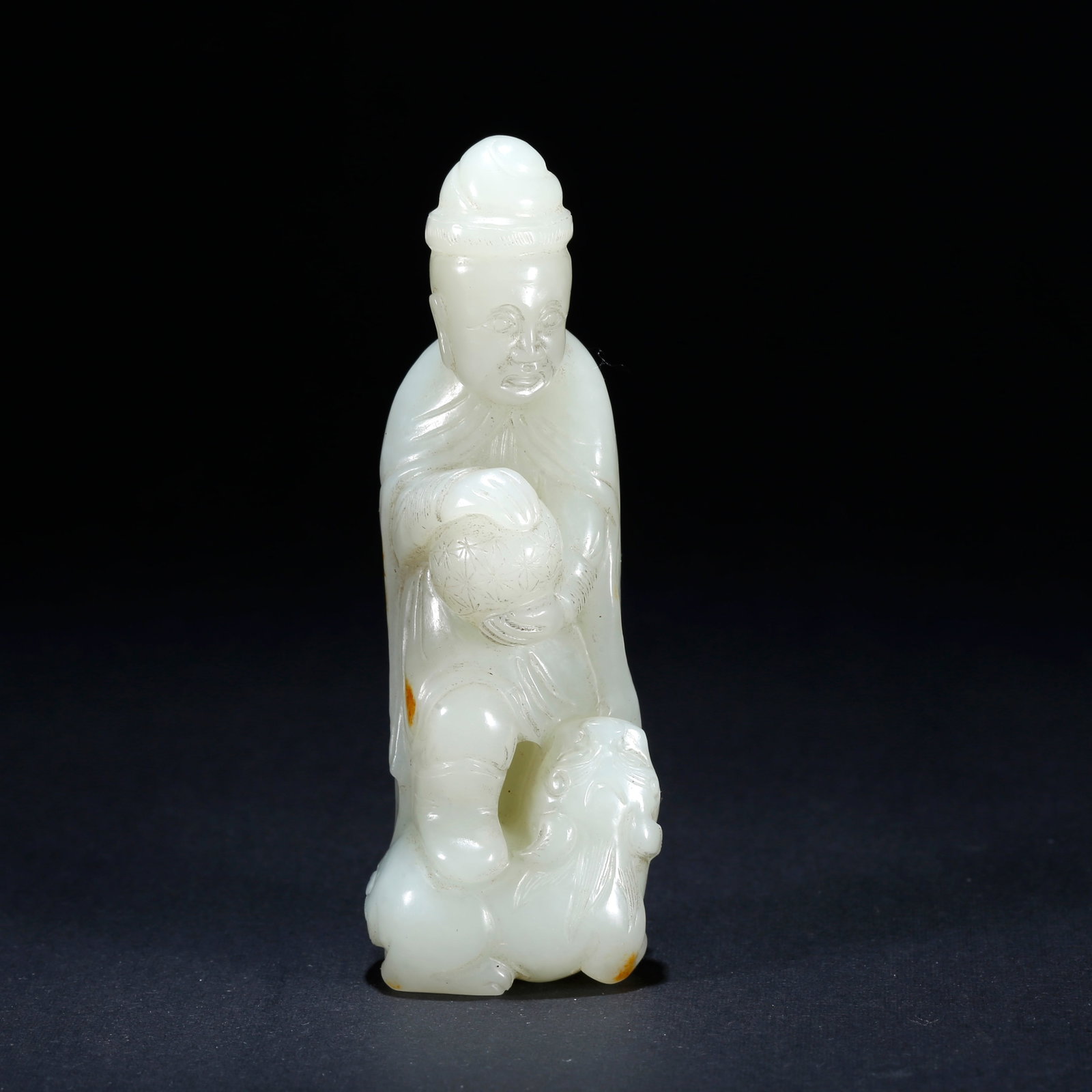 A HETIAN JADE CARVED FIGURE AND MOUNTAIN PATTERN PENDANT: Hetian Jade Carved Figure and Mountain Pattern Pendant