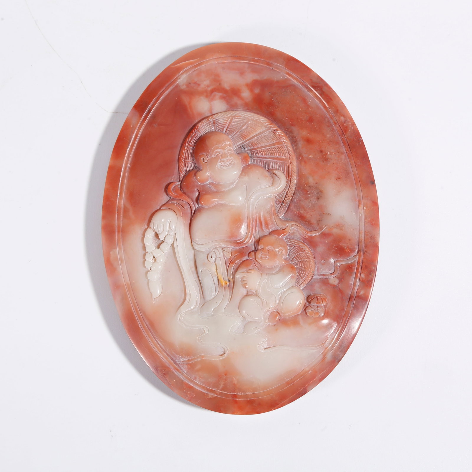A SHOUSHAN STONE CARVED MAITREYA BUDDHA ORNAMENT (1 of 10)