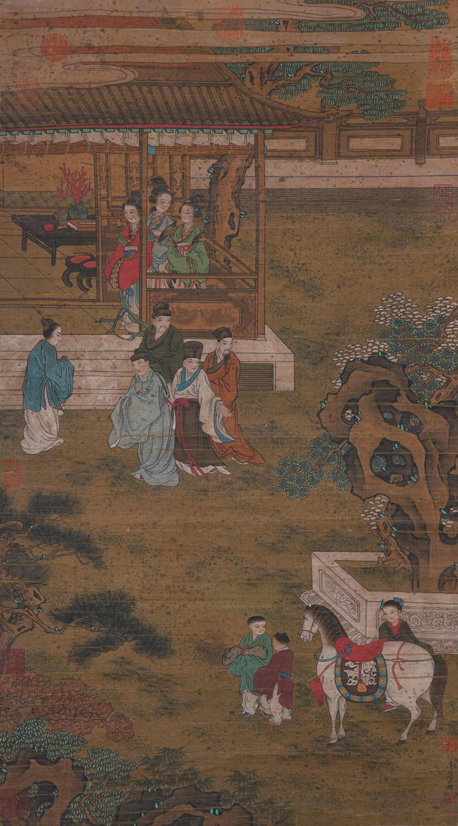 A FIGURE PAINTING ON SILK BY LI TANG.李唐: Figure Painting on Silk by Li Tang.李唐