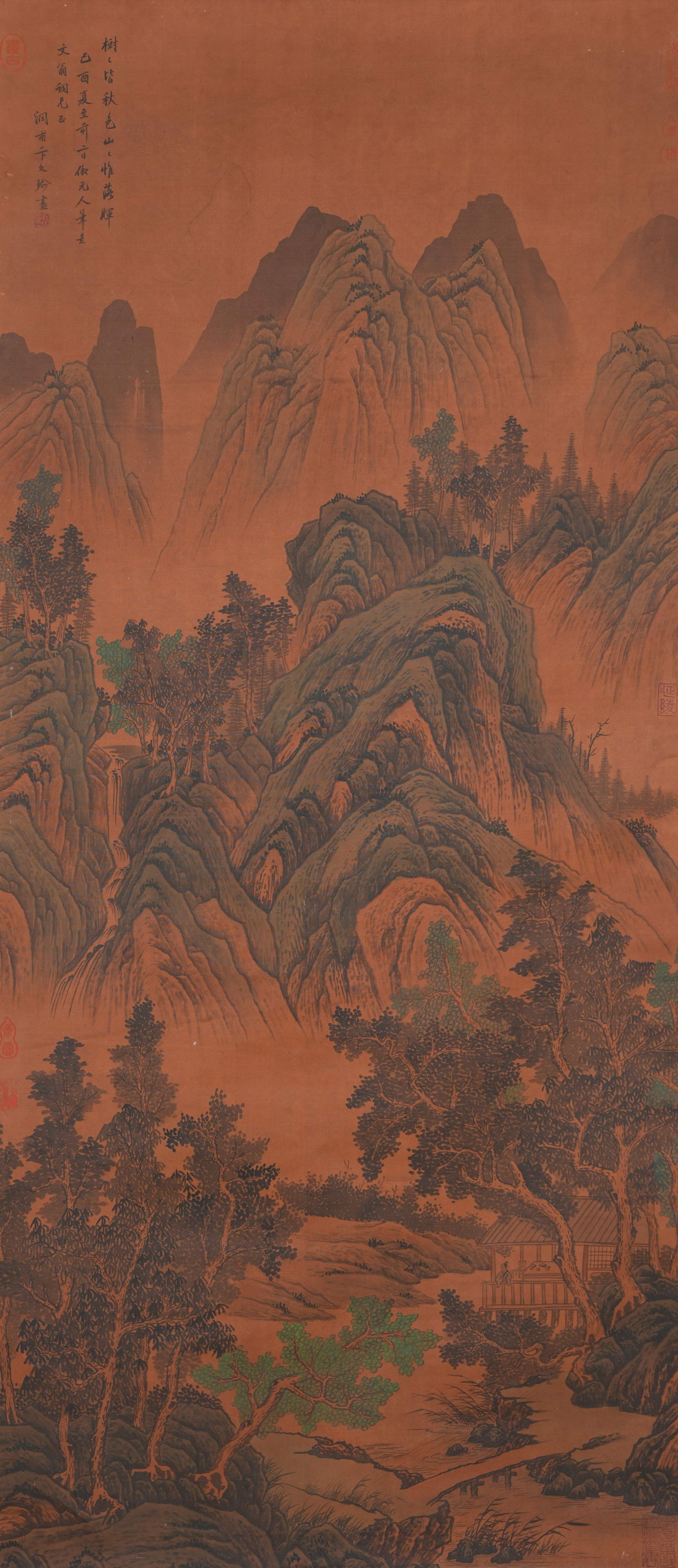 A LANDSCAPE PAINTING ON SILK BY BIAN WENYU.卞文瑜: Landscape Painting on Silk by Bian Wenyu.卞文瑜
