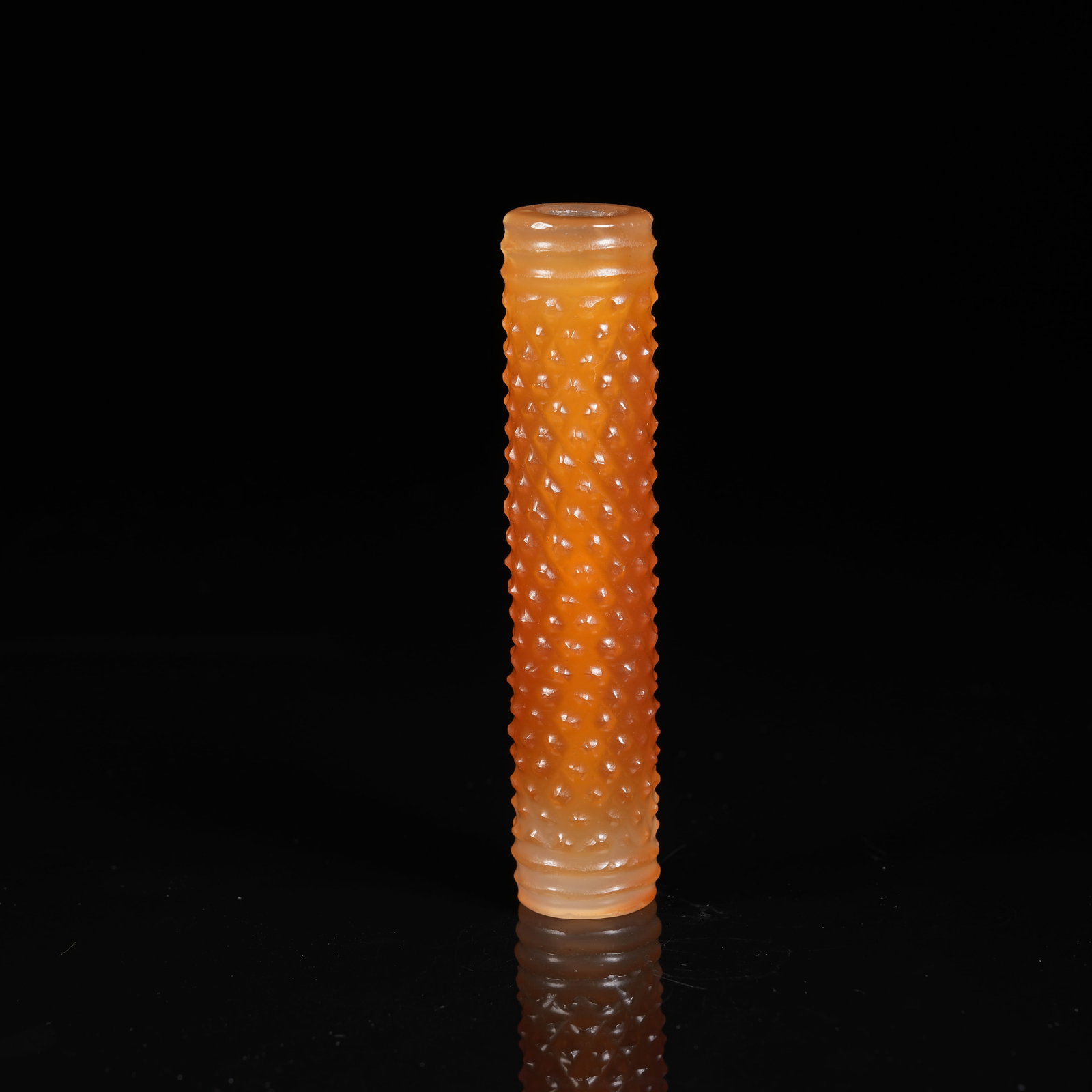 A AGATE TUBE BEAD WITH STUD MOTIF: Agate Tube Bead with Stud Motif