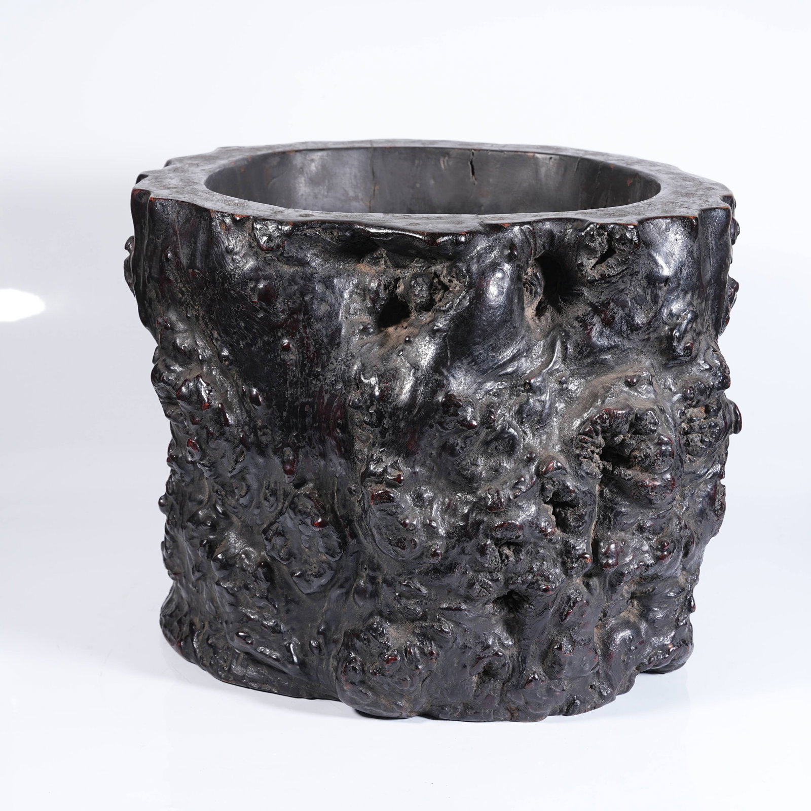A RED SANDALWOOD BURL LARGE BRUSH POT (1 of 9)
