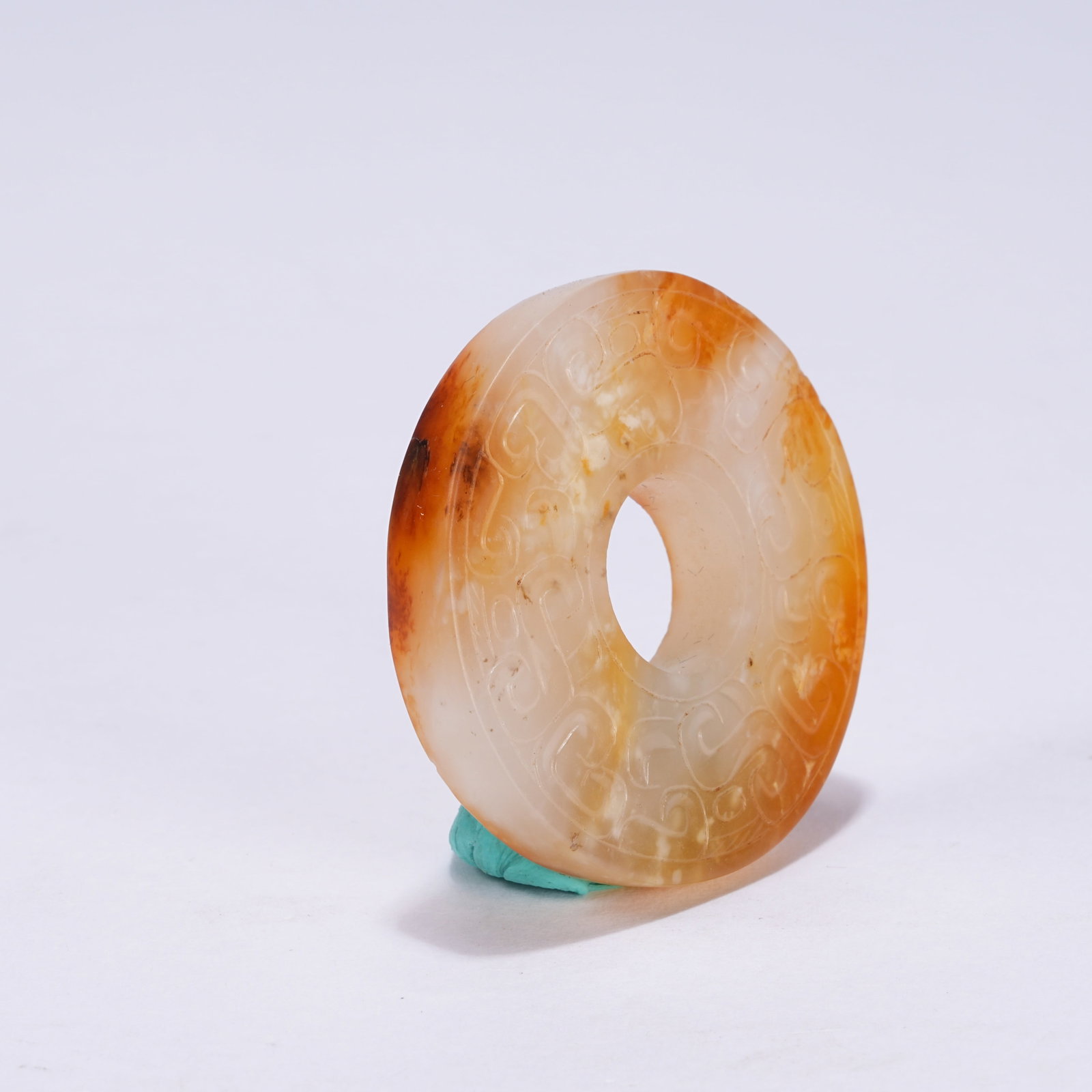 A ANCIENT JADE BI DISC WITH CLOUD SCROLL PATTERN - 5