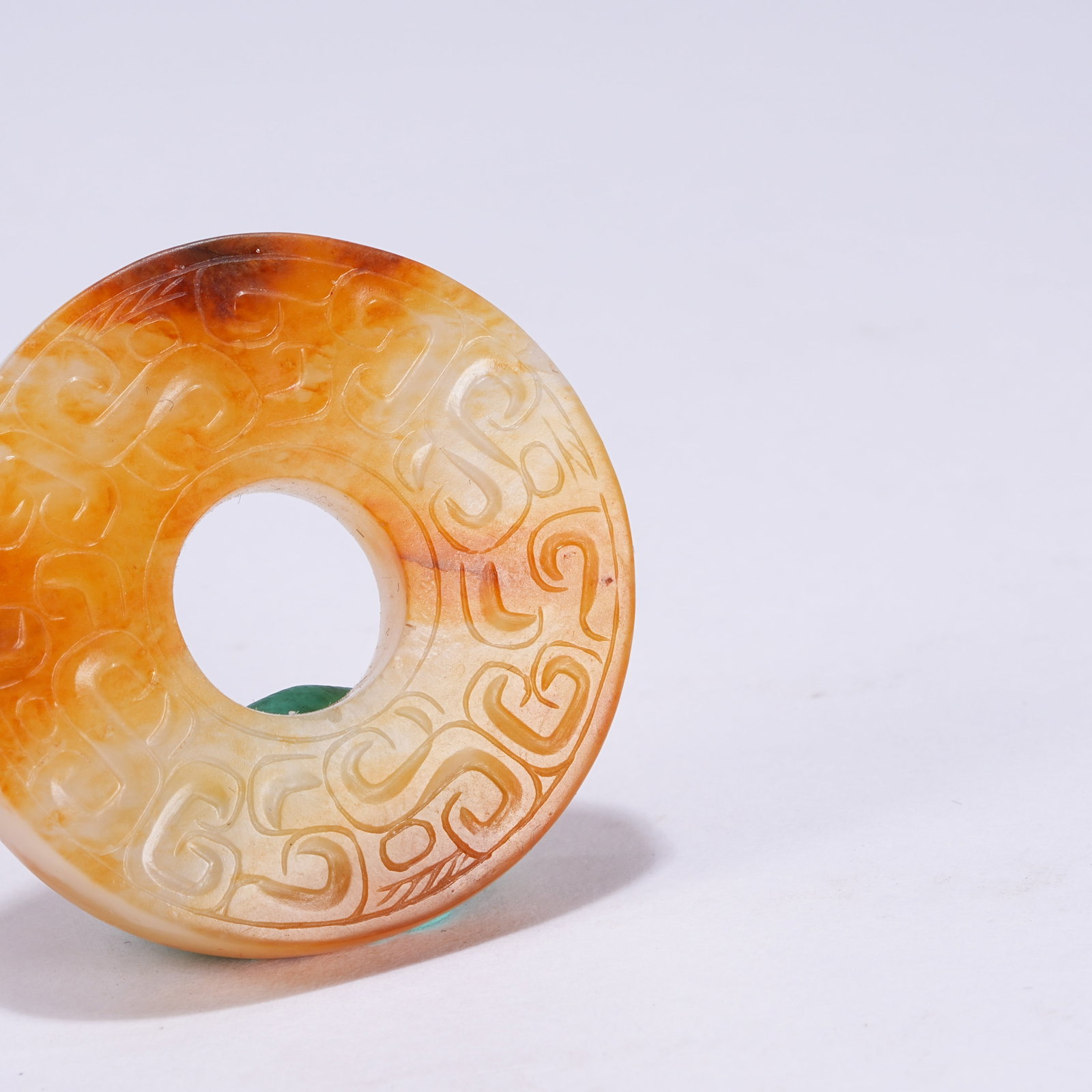 A ANCIENT JADE BI DISC WITH CLOUD SCROLL PATTERN - 7