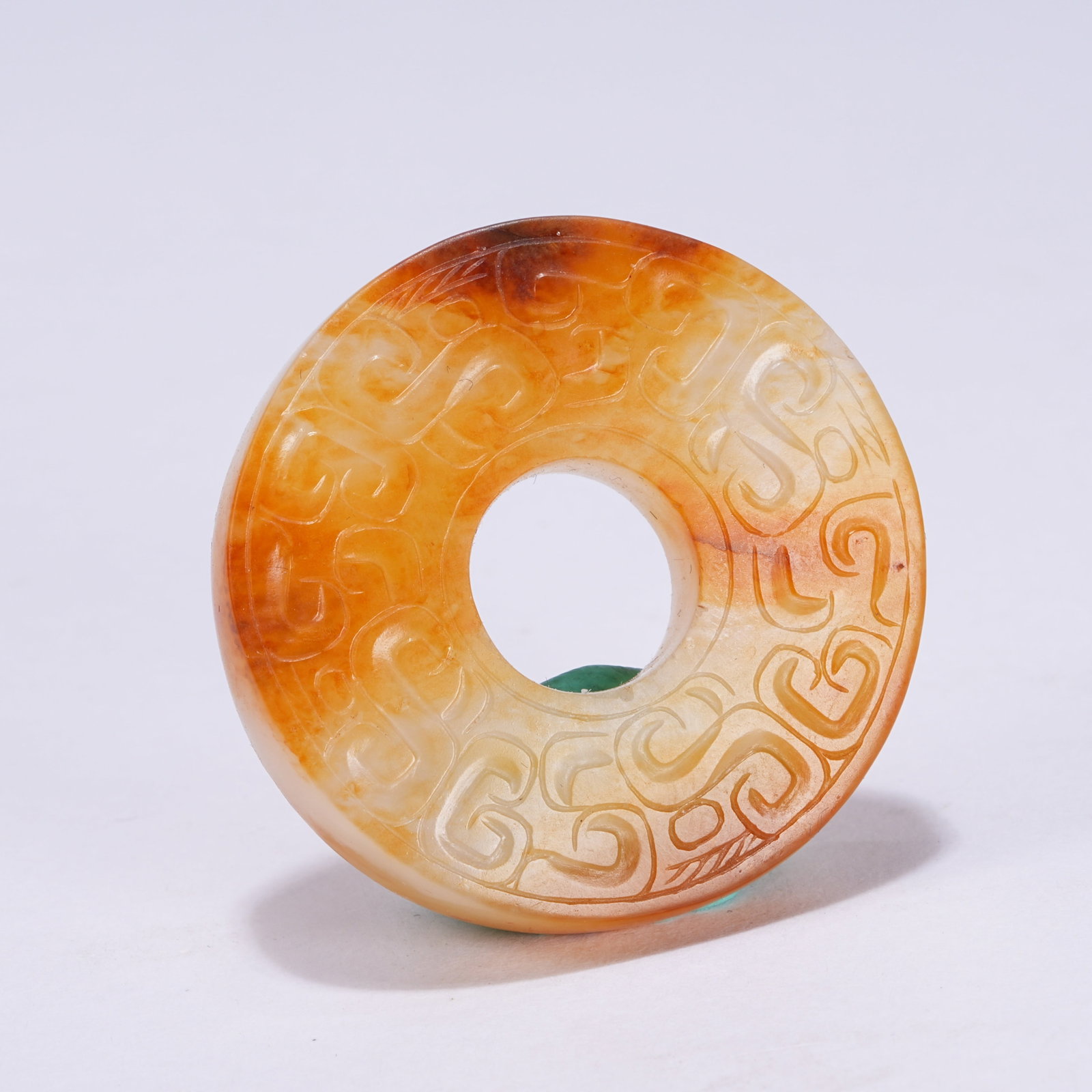 A ANCIENT JADE BI DISC WITH CLOUD SCROLL PATTERN - 8