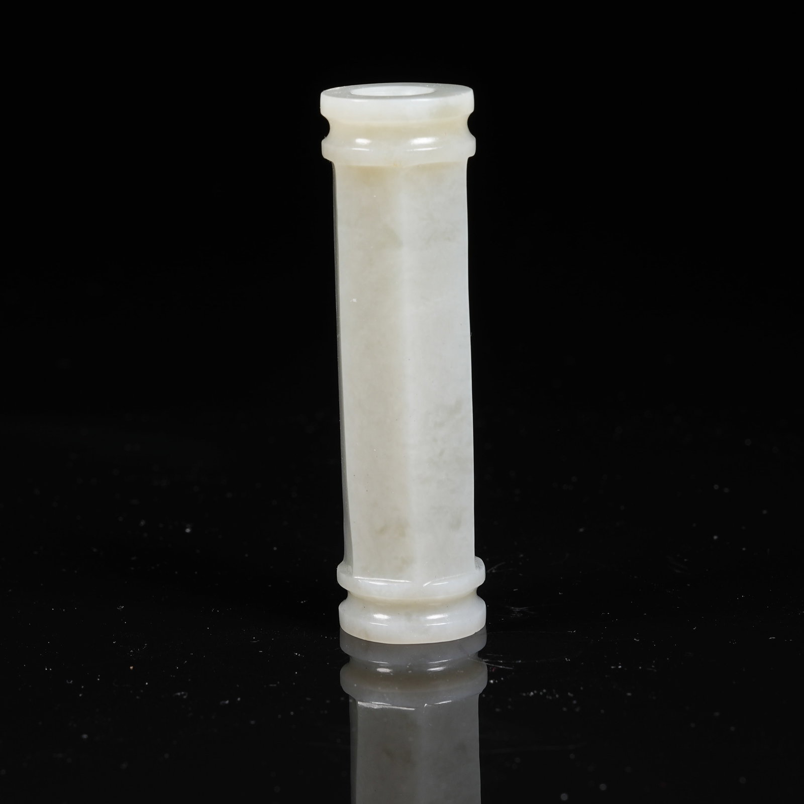 A HEXAGONAL NEPHRITE TUBE BEAD - 2