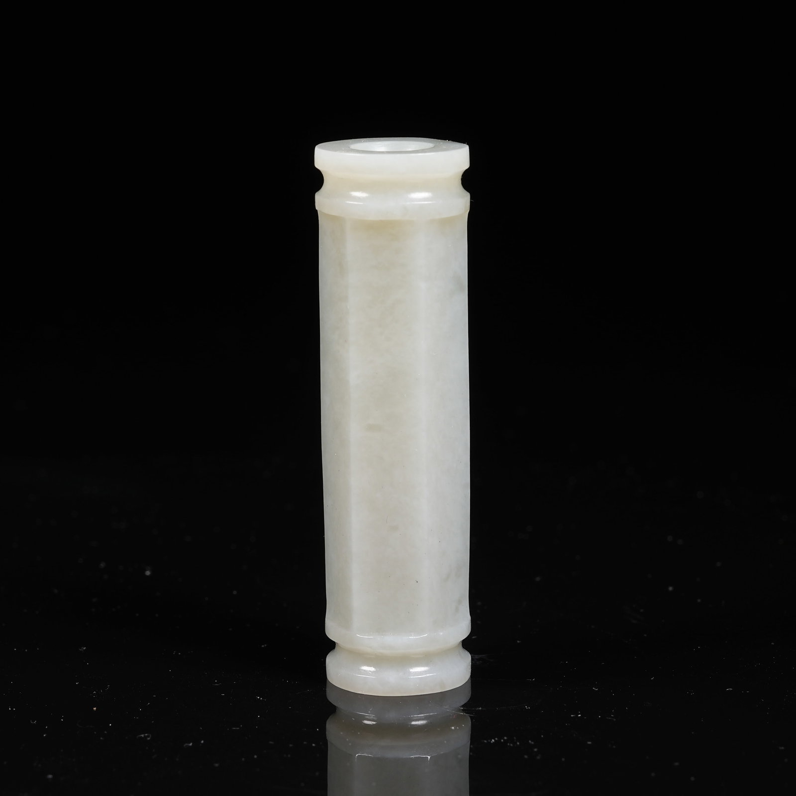 A HEXAGONAL NEPHRITE TUBE BEAD - 3