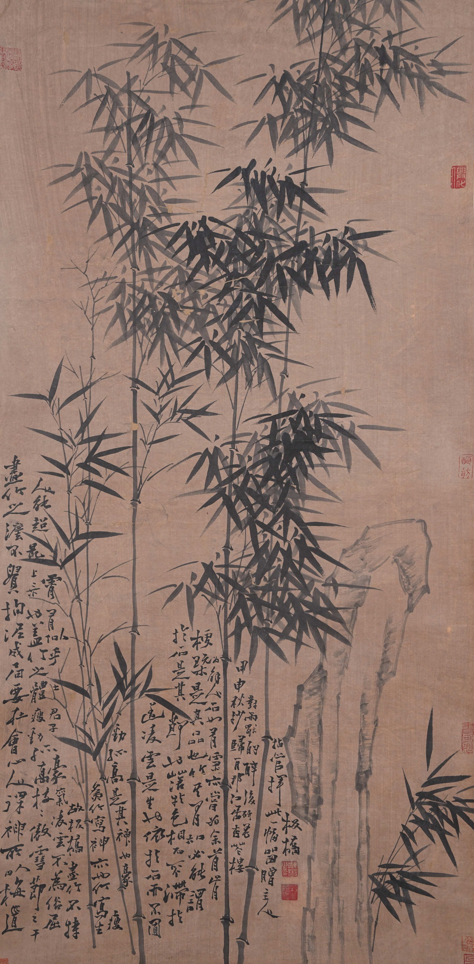 A BAMBOO AND ROCK PAINTING ON PAPER BY ZHENG BANQIAO.鄭板橋: Bamboo and Rock Painting on Paper by Zheng Banqiao.鄭板橋