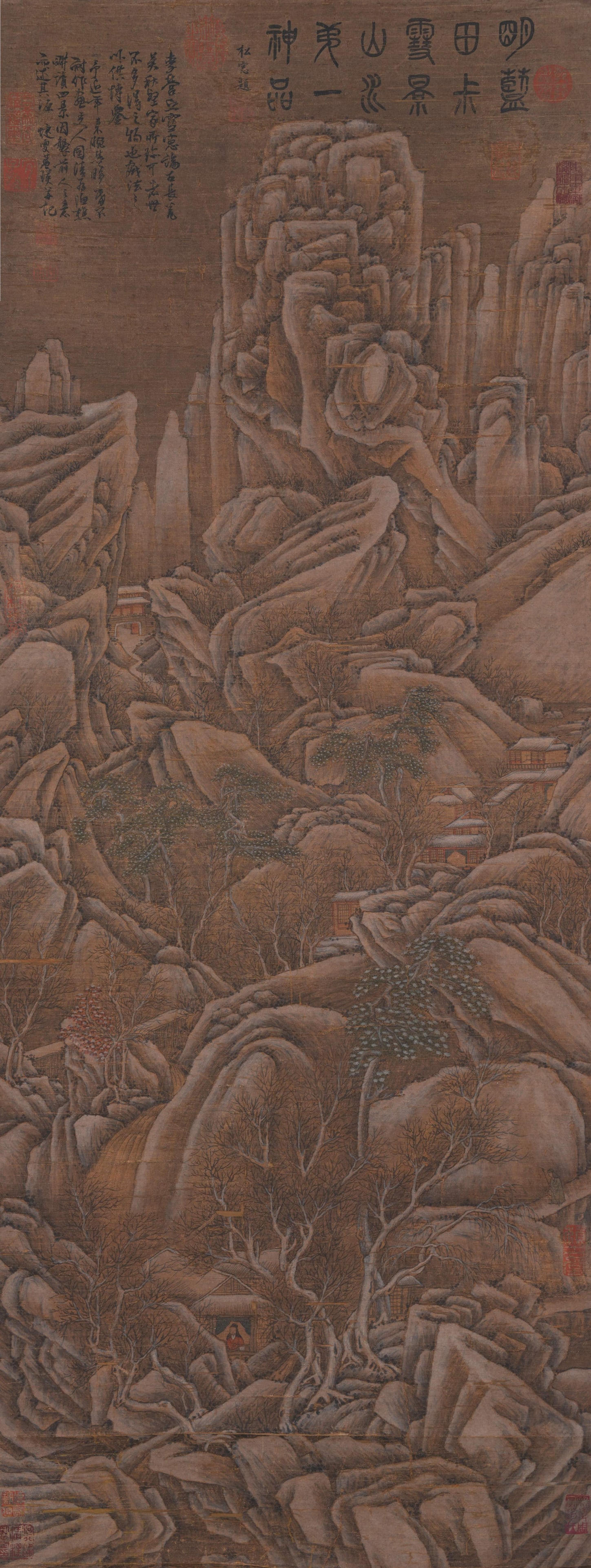 A LANDSCAPE PAINTING ON SILK BY LAN YING.藍瑛: Landscape Painting on Silk by Lan Ying.藍瑛