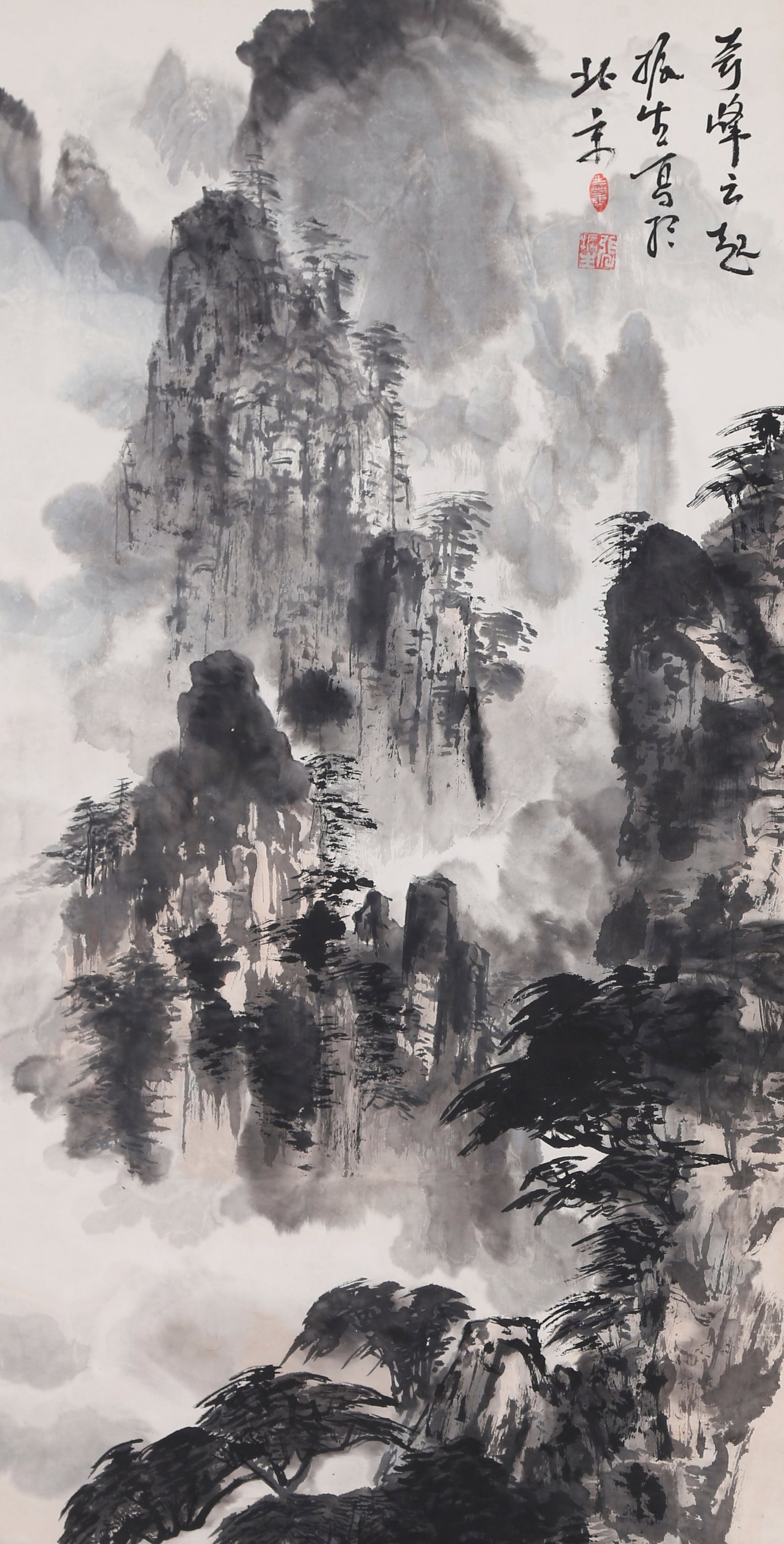 A LANDSCAPE PAINTING ON PAPER BY ZHANG ZHENSHENG.張振生: Landscape Painting on Paper by Zhang Zhensheng.張振生
