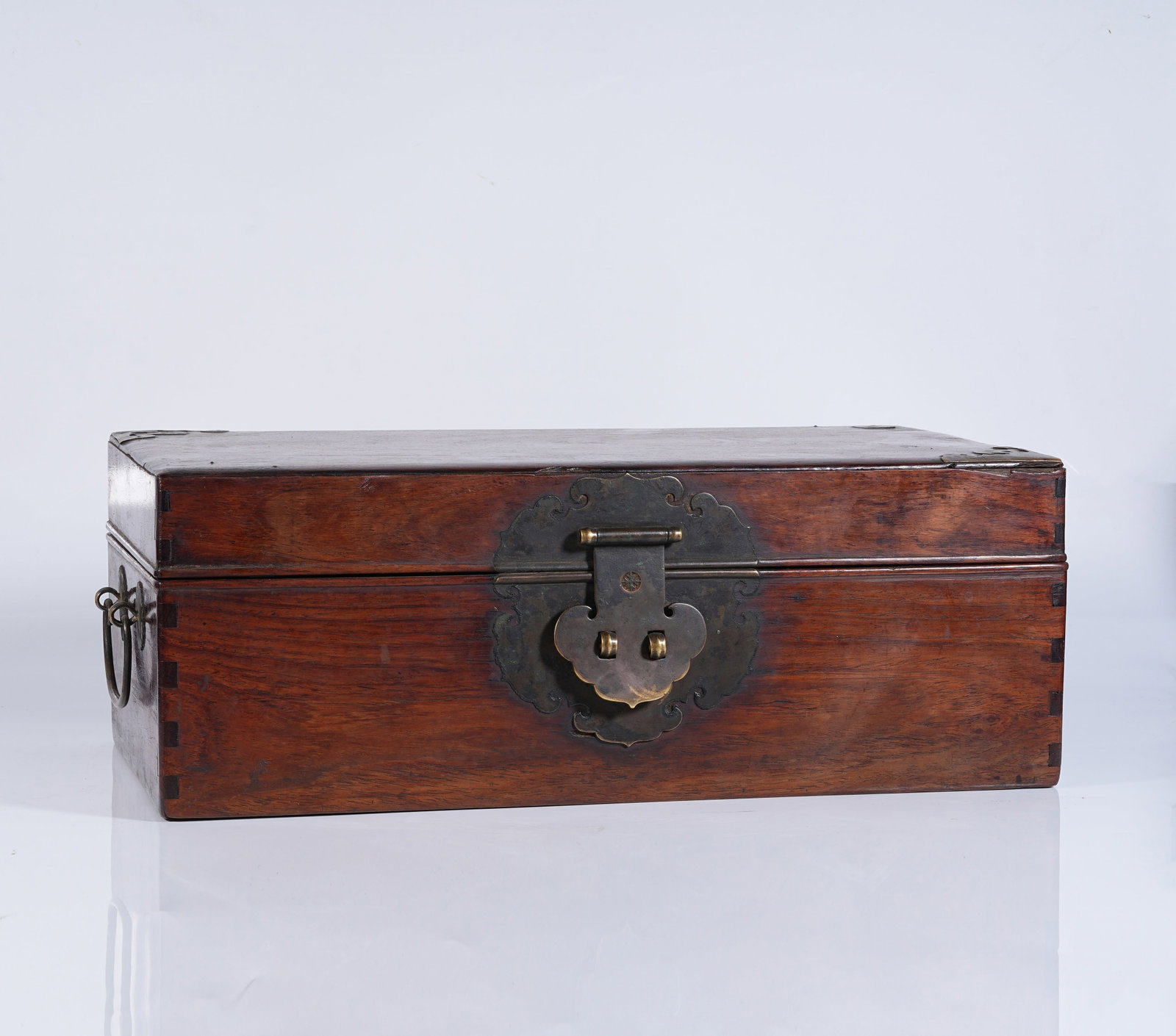 A SQUARE HUANGHUALI WOOD COVERED BOX (1 of 8)