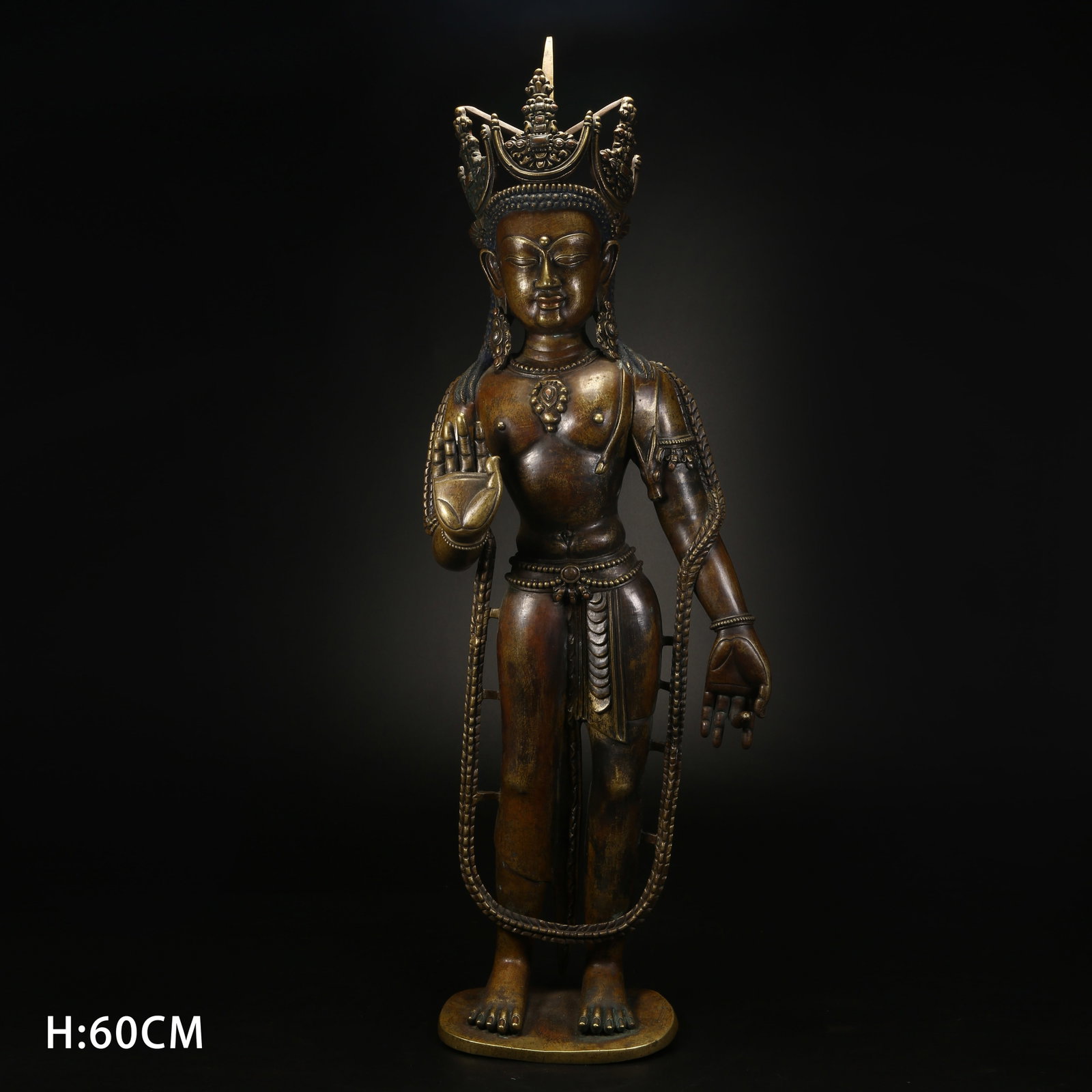 A ALLOYED COPPER STANDING STATUE OF BODHISATTVA (1 of 8)