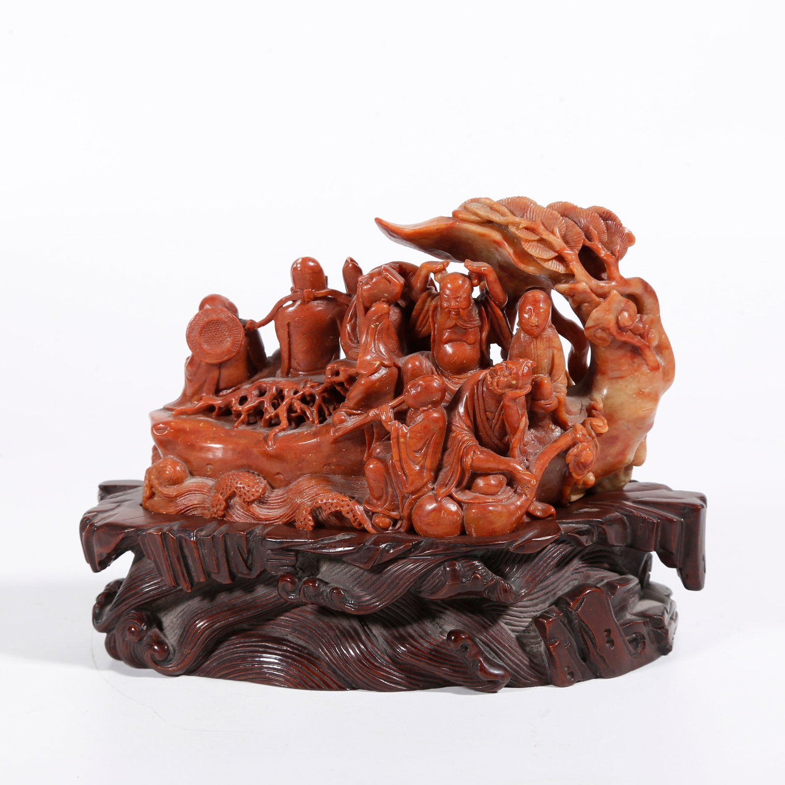 A SHOUSHAN STONE CARVED FIGURE PATTERN ORNAMENT: Shoushan Stone Carved Figure Pattern Ornament