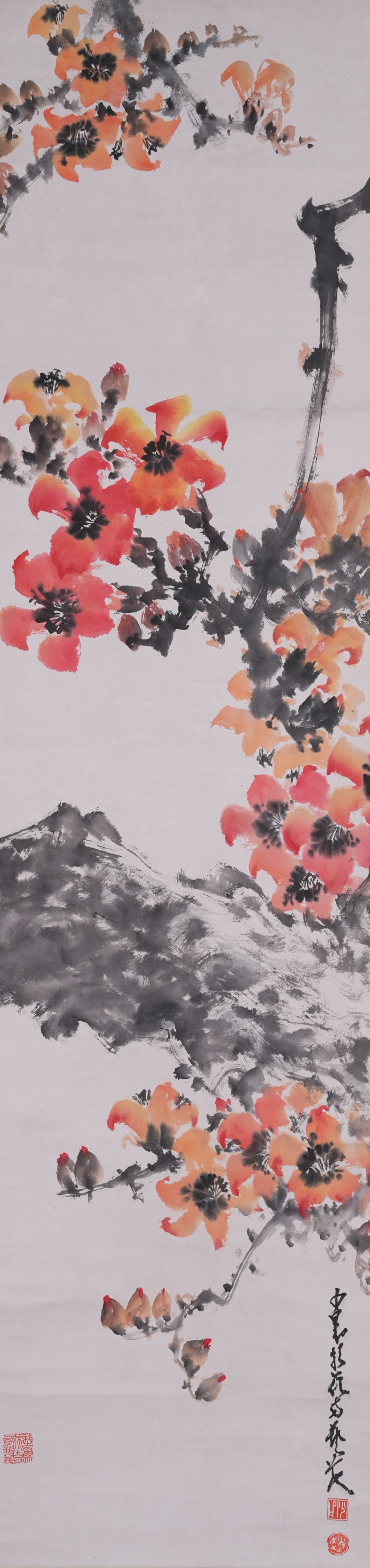 A FLOWER PAINTING ON PAPER BY ZHAO SHAO'ANG.趙少昂: Flower Painting on Paper by Zhao Shao'ang.趙少昂