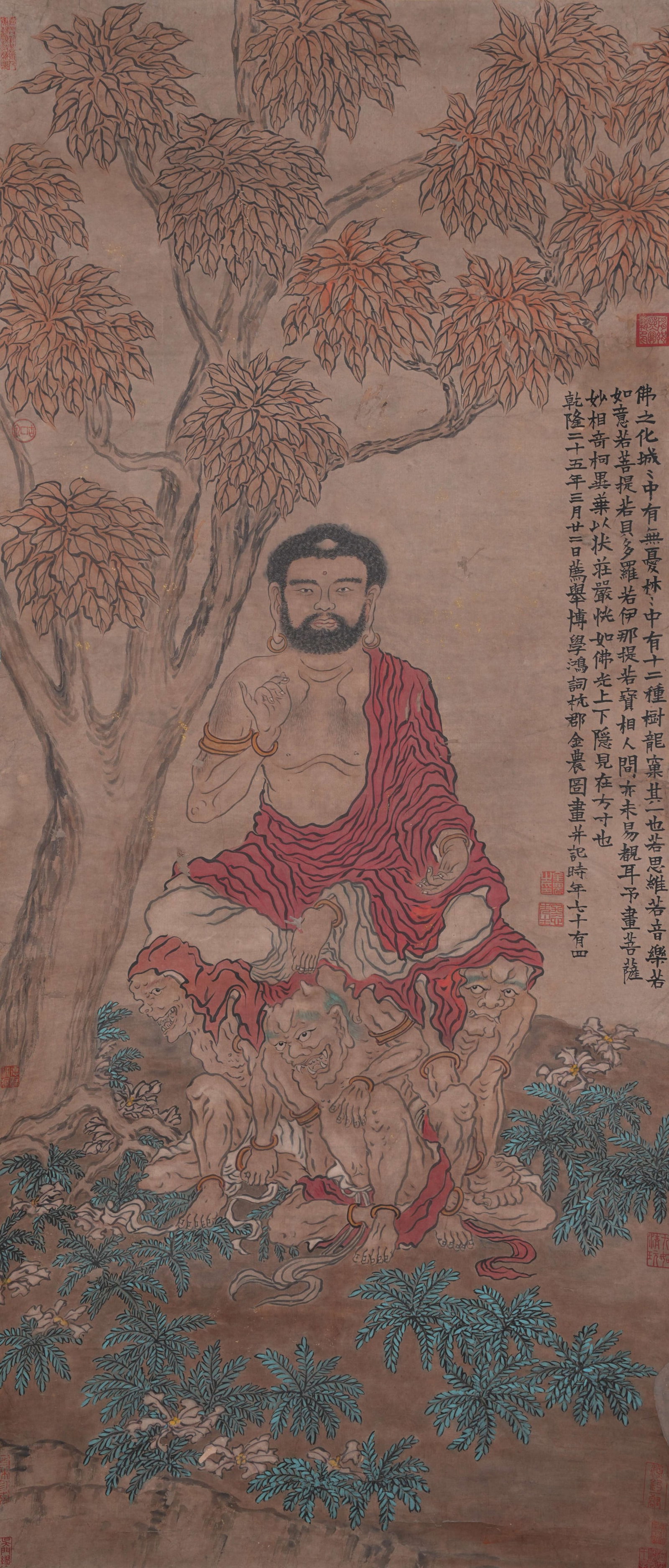 A BUDDHA PAINTING ON PAPER BY JIN NONG.金農: Buddha Painting on Paper by Jin Nong.金農
