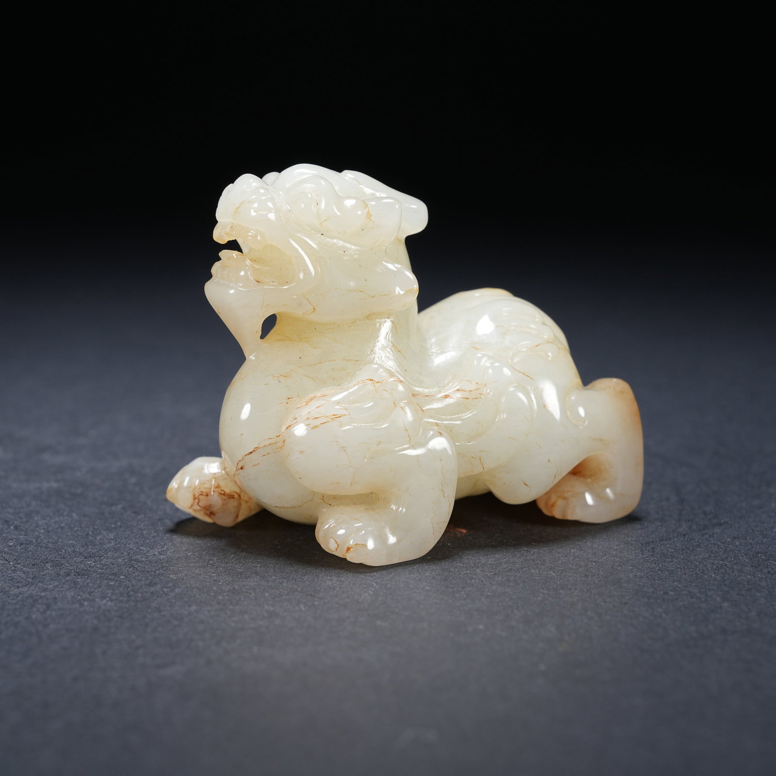 A ARCHAIC JADE AUSPICIOUS BEAST: Archaic jade auspicious beast