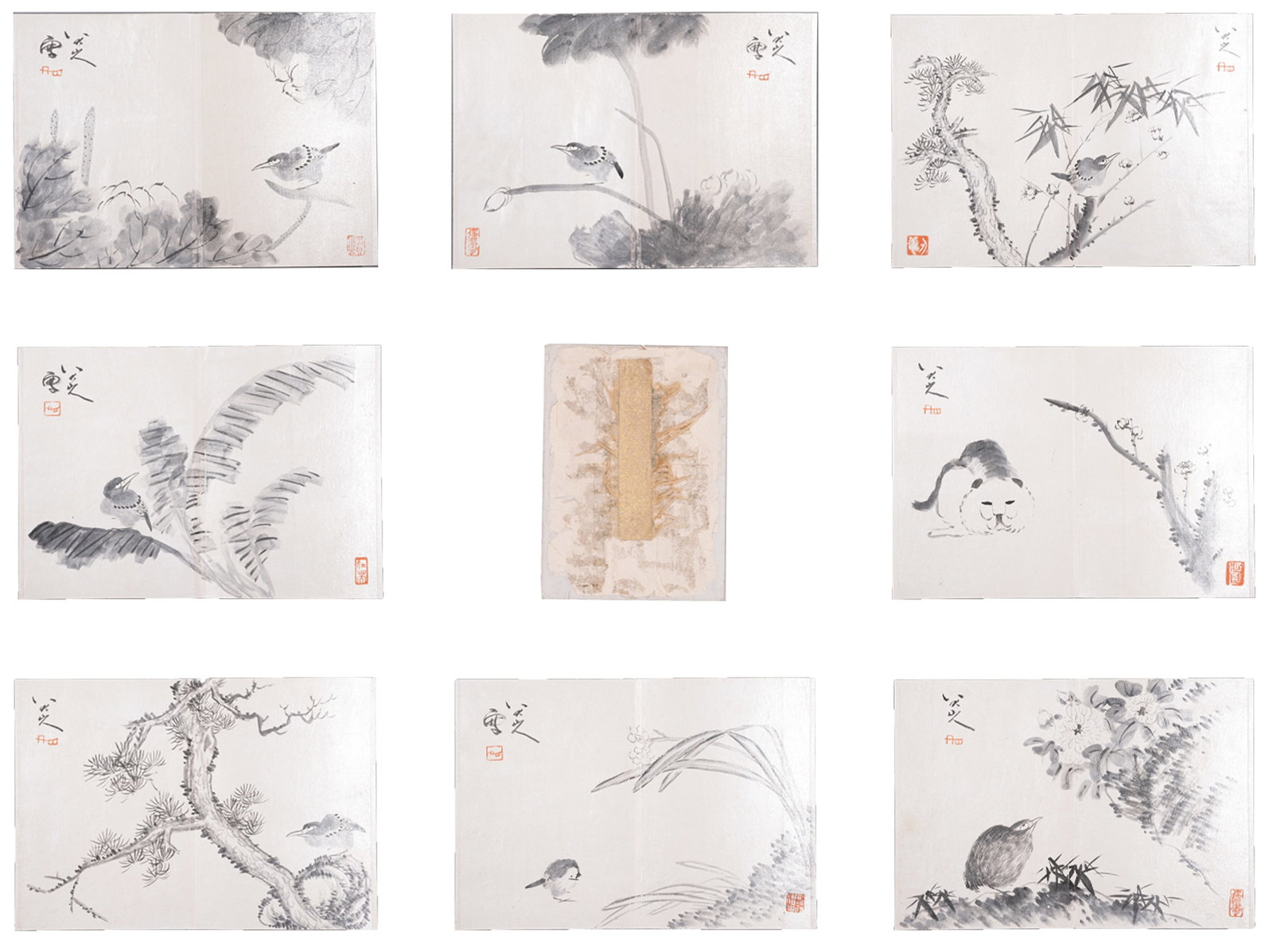 A ALBUM OF FLOWER AND BIRD PAINTINGS ON PAPER BY BADA SHANREN (18 LEAVES).八大山: Album of Flower and Bird Paintings on Paper by Bada Shanren (18 Leaves).八大山人