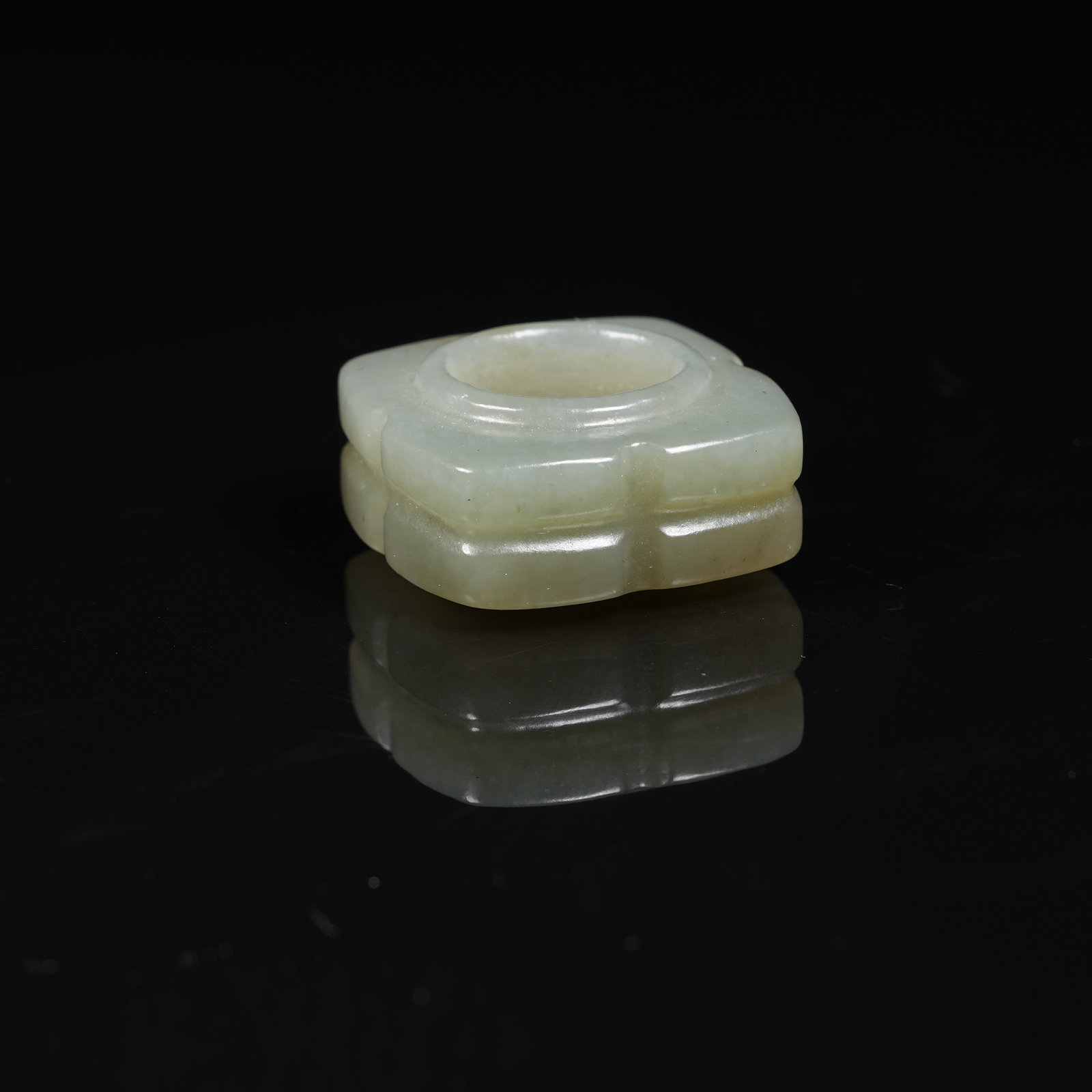 A MINIATURE ARCHAIC JADE CONG: Miniature Archaic Jade Cong