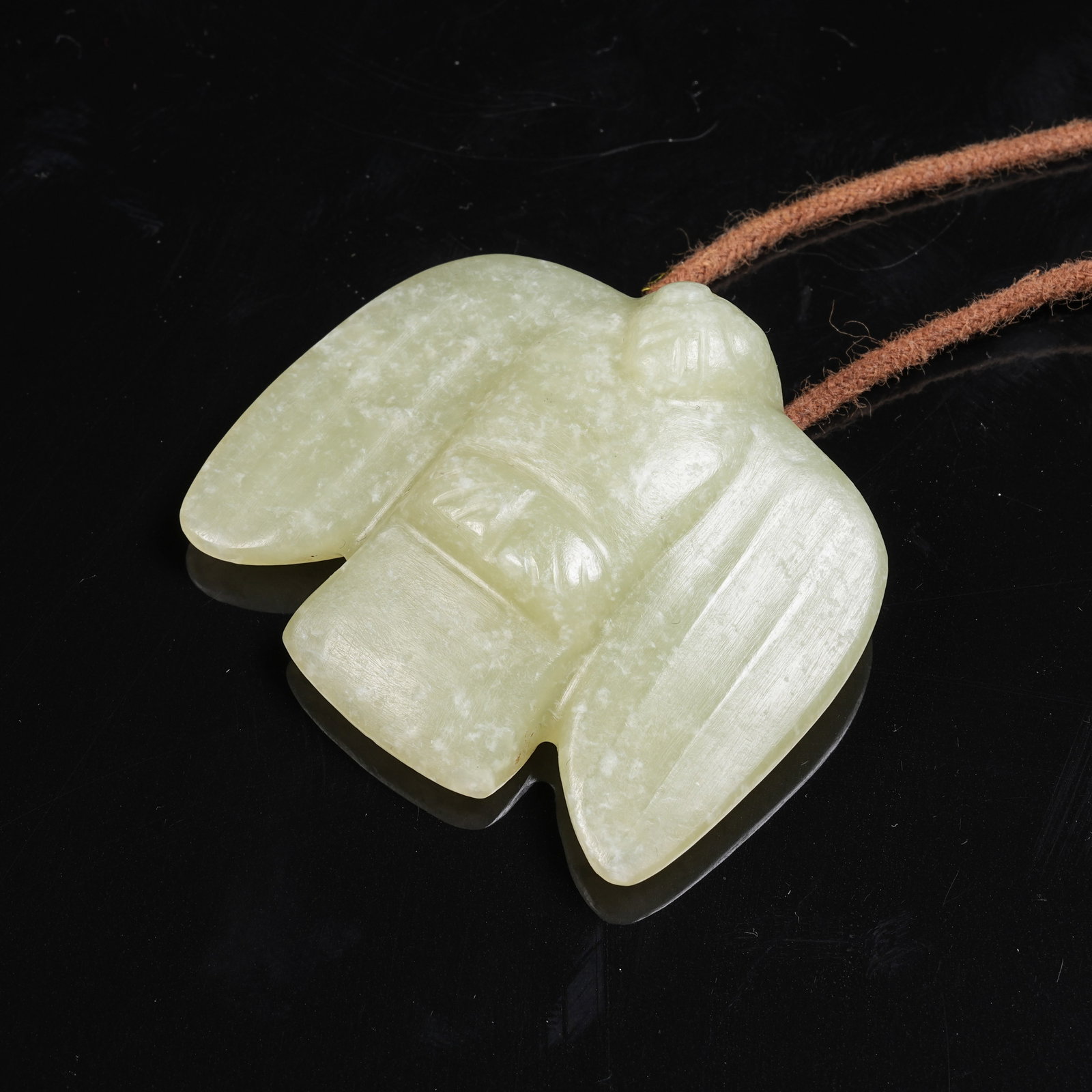 A ARCHAIC JADE OWL PENDANT: Archaic Jade Owl Pendant